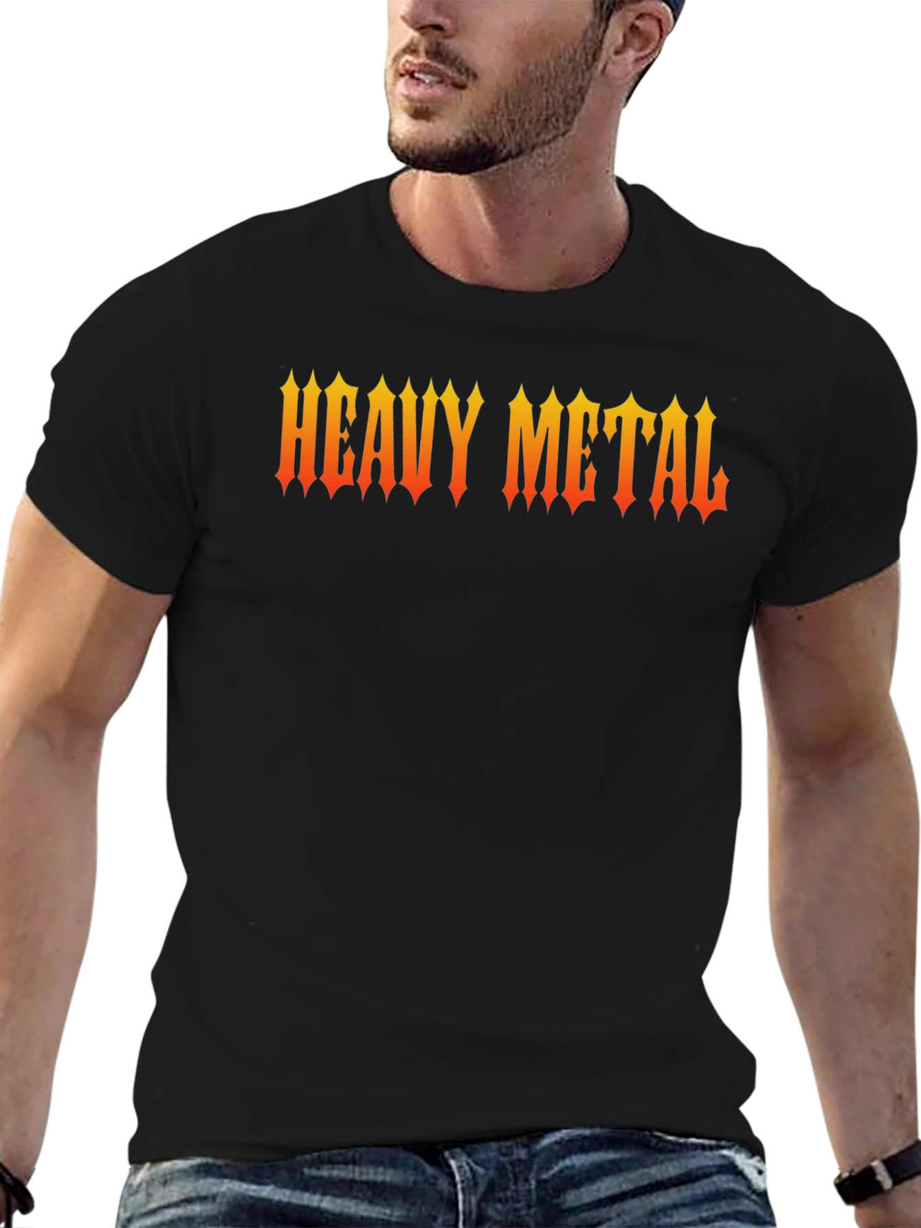 Black Heavy Metal Graphic Print Black T-Shirt view 6