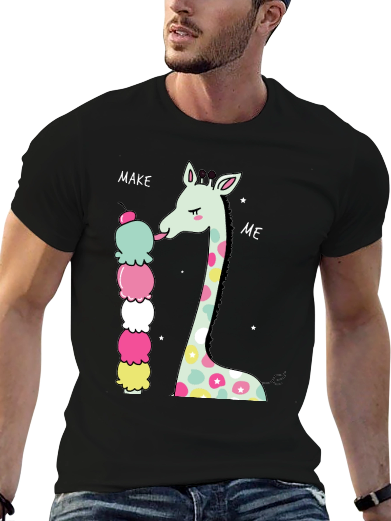 Black Giraffe Ice Cream Graphic T-Shirt view 6