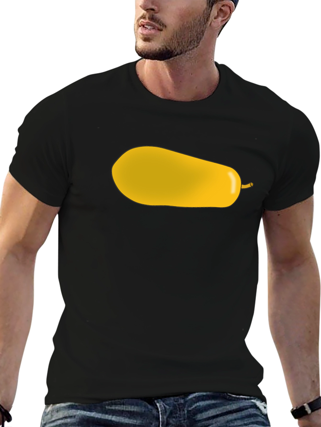 Black Yellow Pear Graphic Print Black T-Shirt view 6