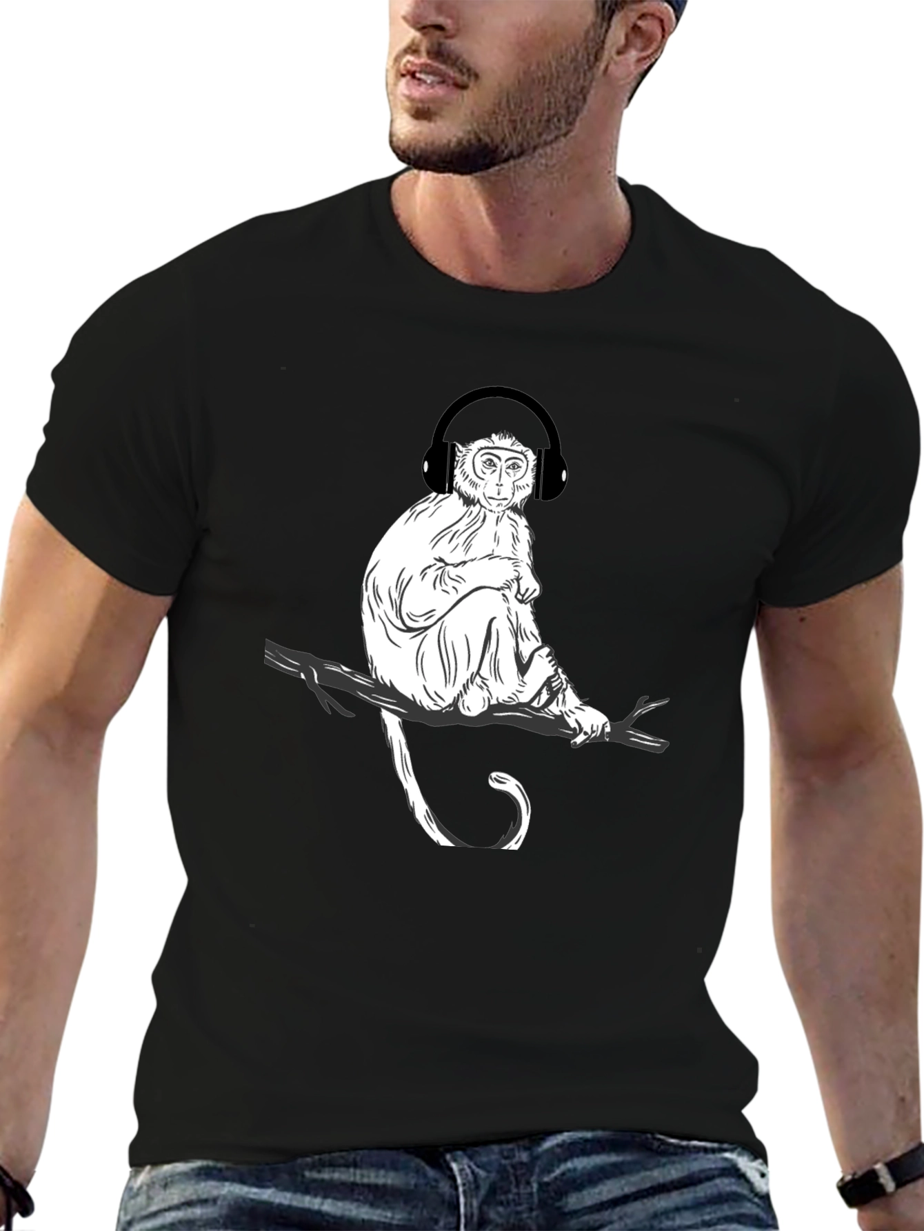 Black Monkey Music Graphic T-Shirt - Cool Casual Tee view 6