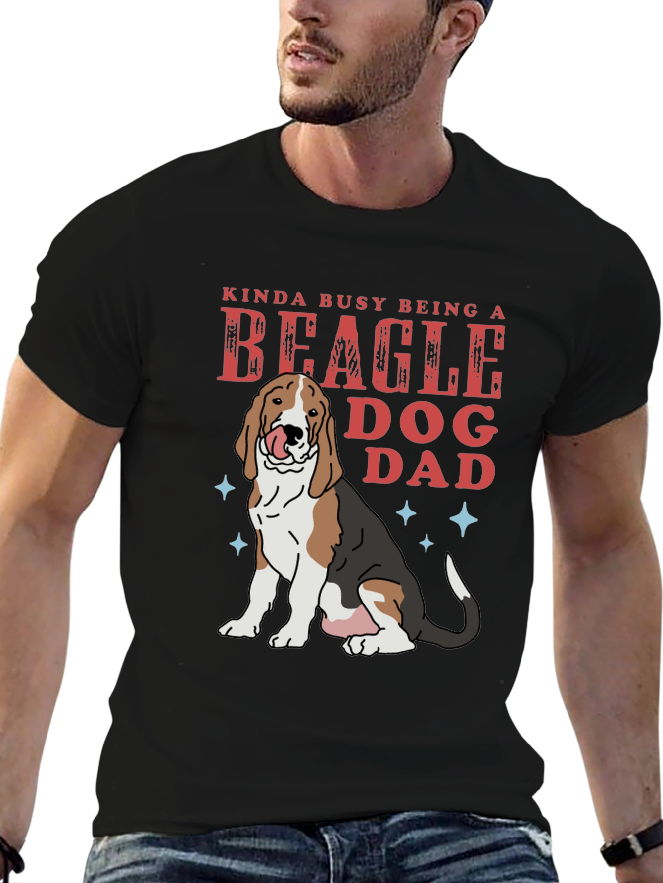 Black Beagle Dog Dad T-Shirt - Funny Pet Lover Tee view 6