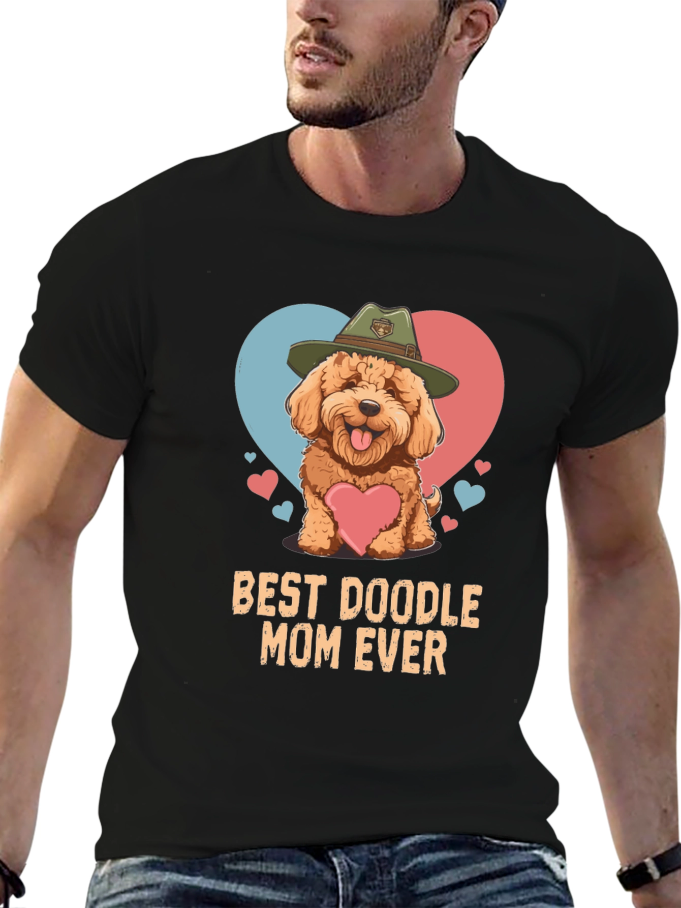 Black Best Doodle Mom Ever T-Shirt view 6