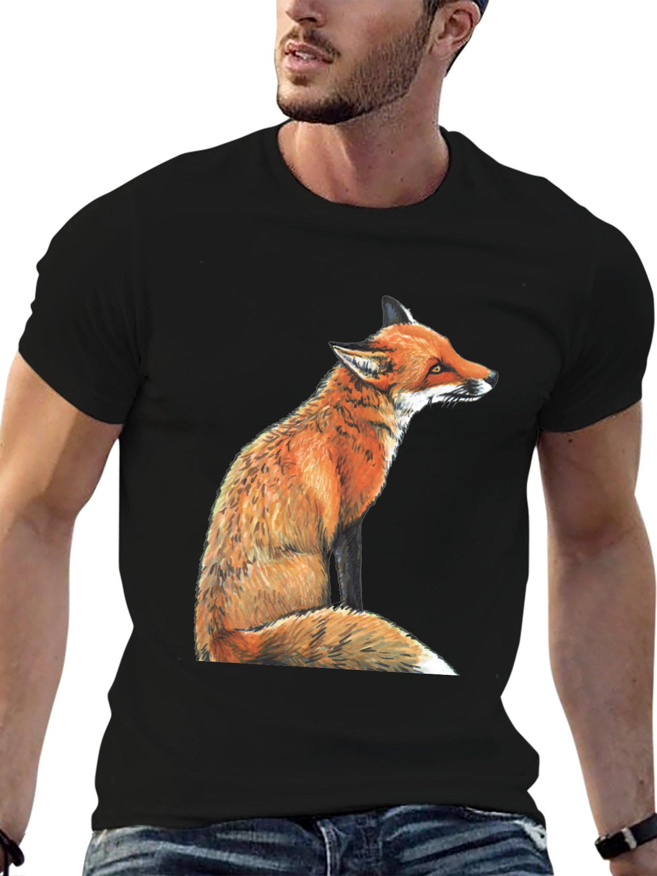 Black Fox Graphic T-Shirt - Unisex Black Tee view 6