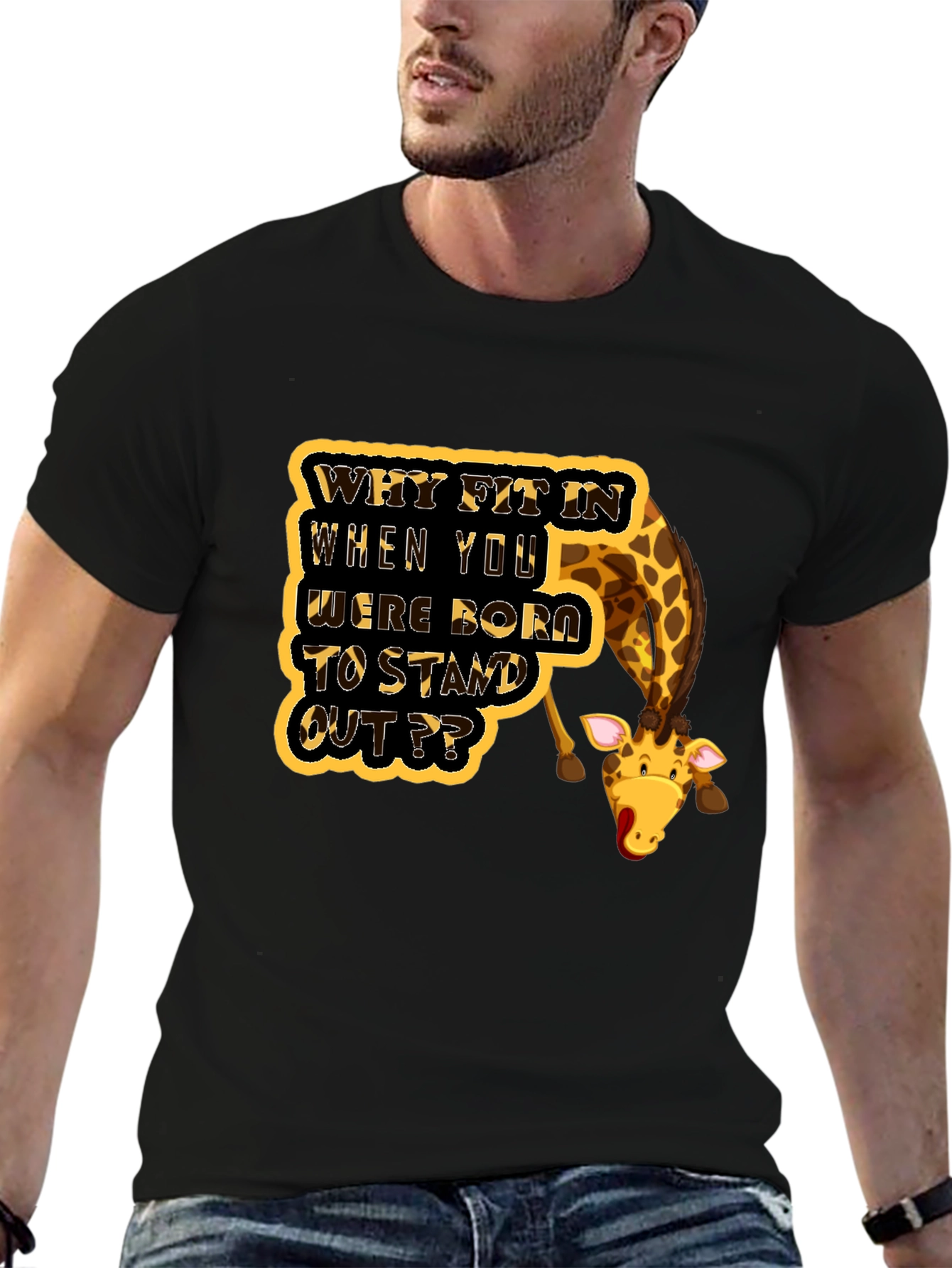 Black Stand Out Giraffe T-Shirt view 6