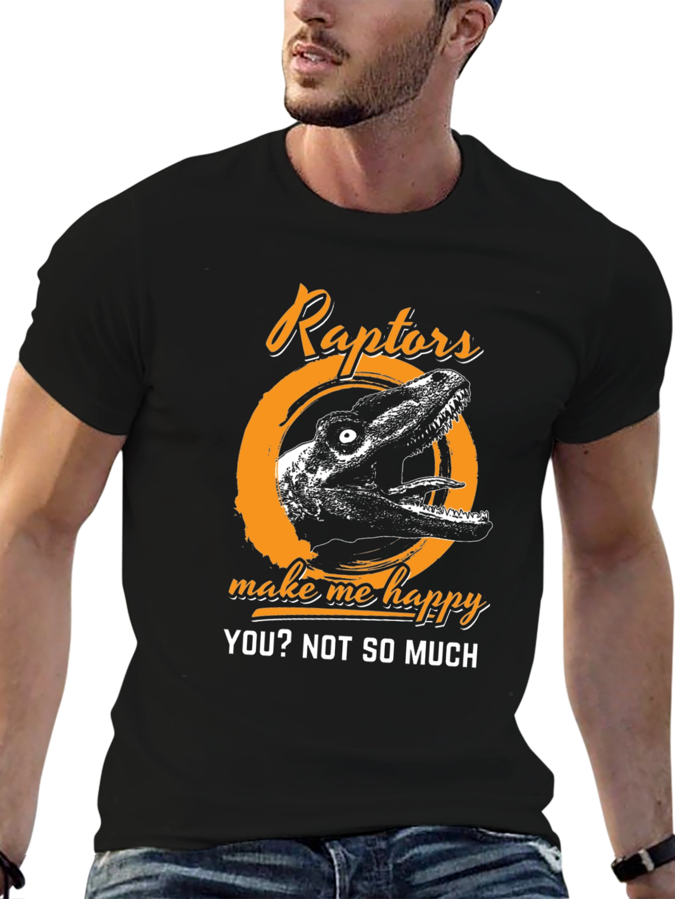Black Raptors Make Me Happy T-Shirt view 6