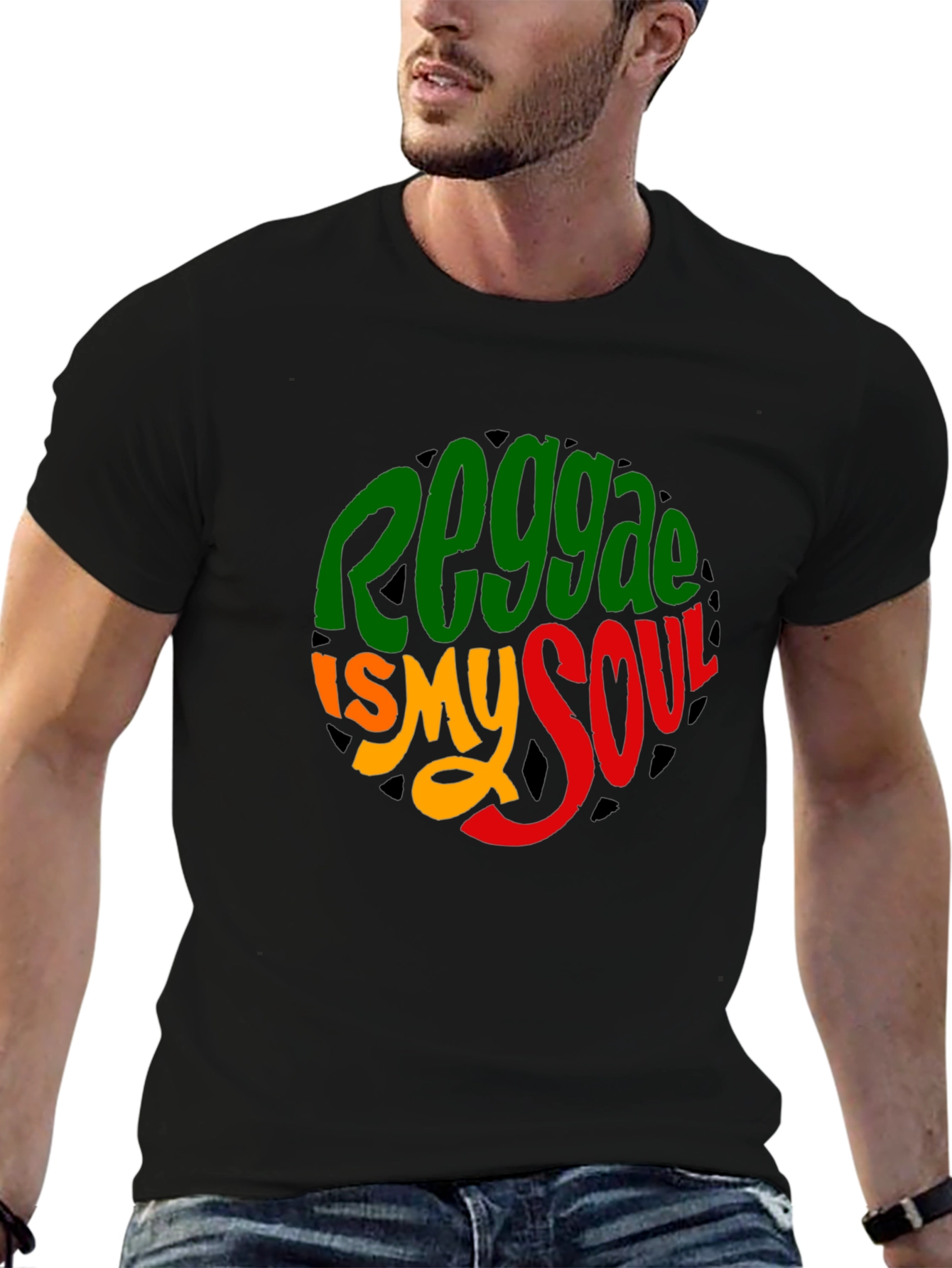 Black Reggae Is My Soul T-Shirt - Rasta Colors view 6
