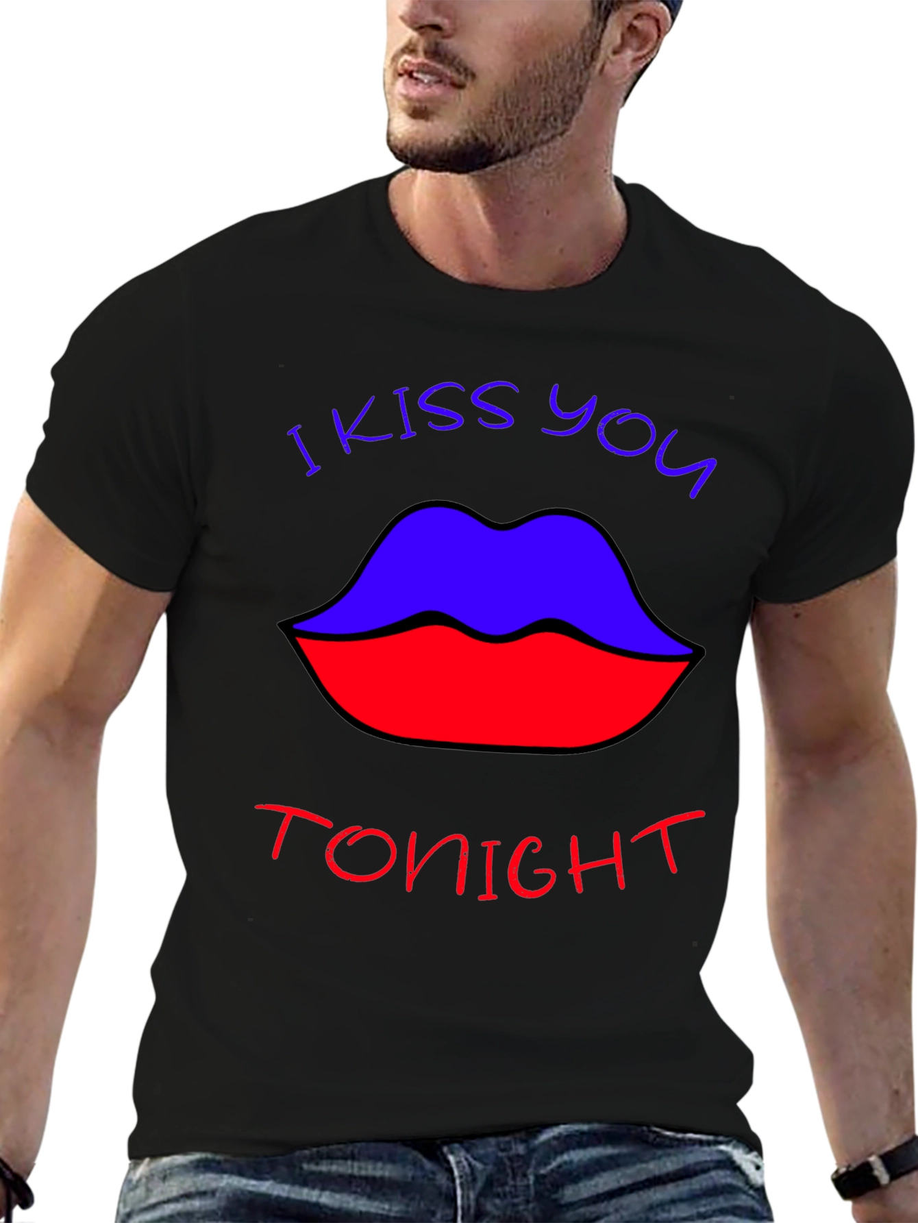 Black I Kiss You Tonight Graphic Tee - Bold Lip Design view 6