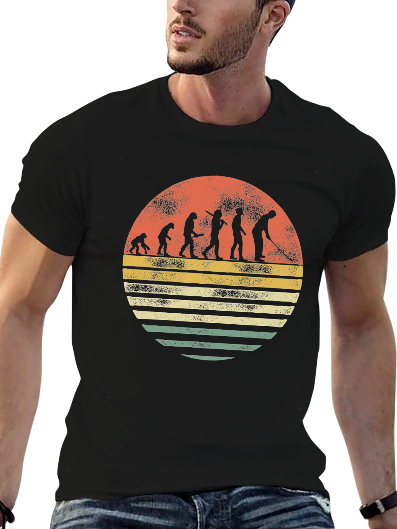 Black Evolution of Golf T-Shirt - Novelty Tee view 6