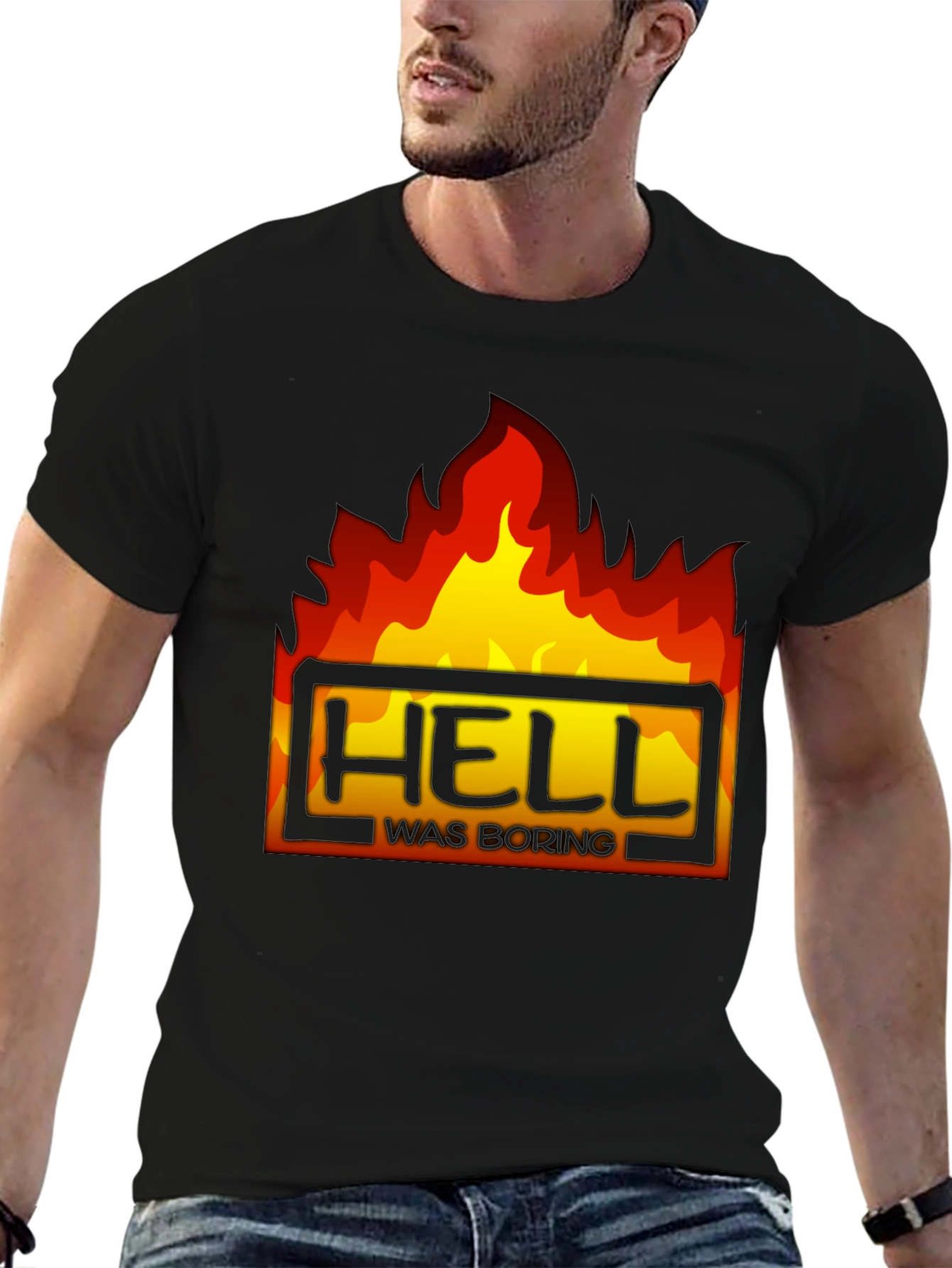 Black Hell Was Boring Graphic Tee - Black T-Shirt view 6