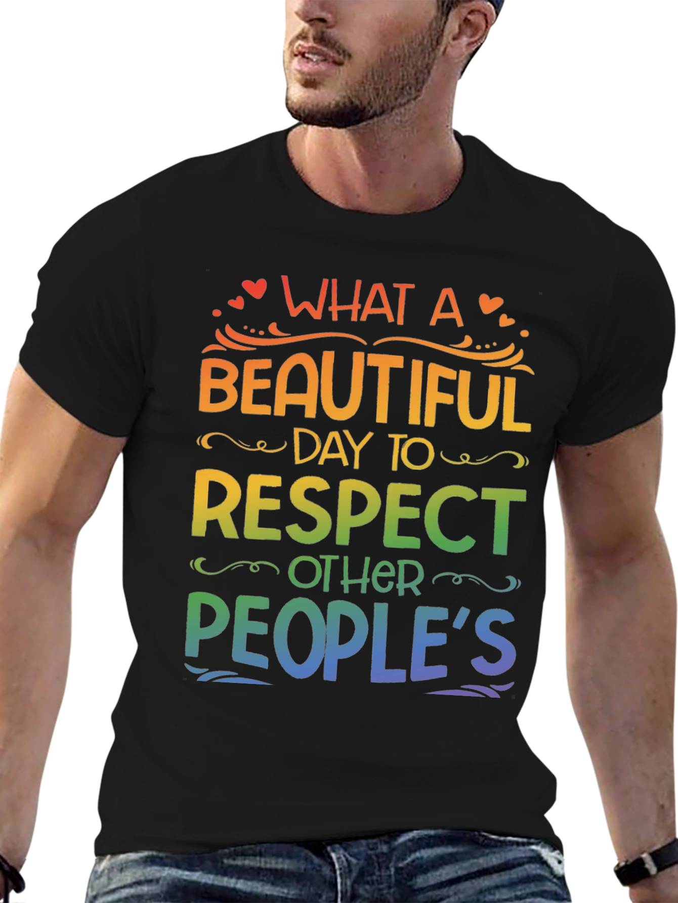 Black Rainbow Respect T-Shirt view 6
