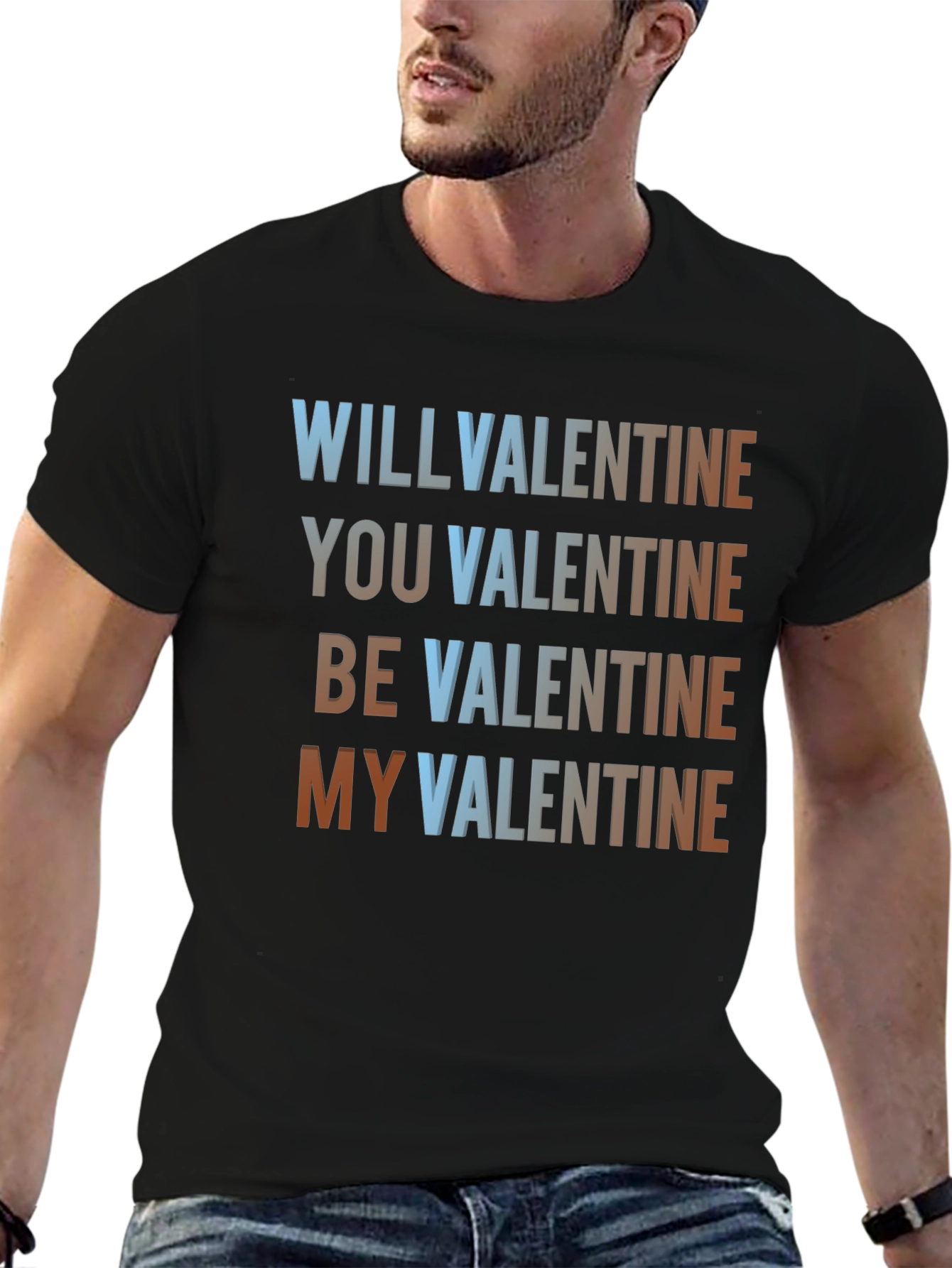 Black Valentine's Day T-Shirt: Will You Be My Valentine? view 6