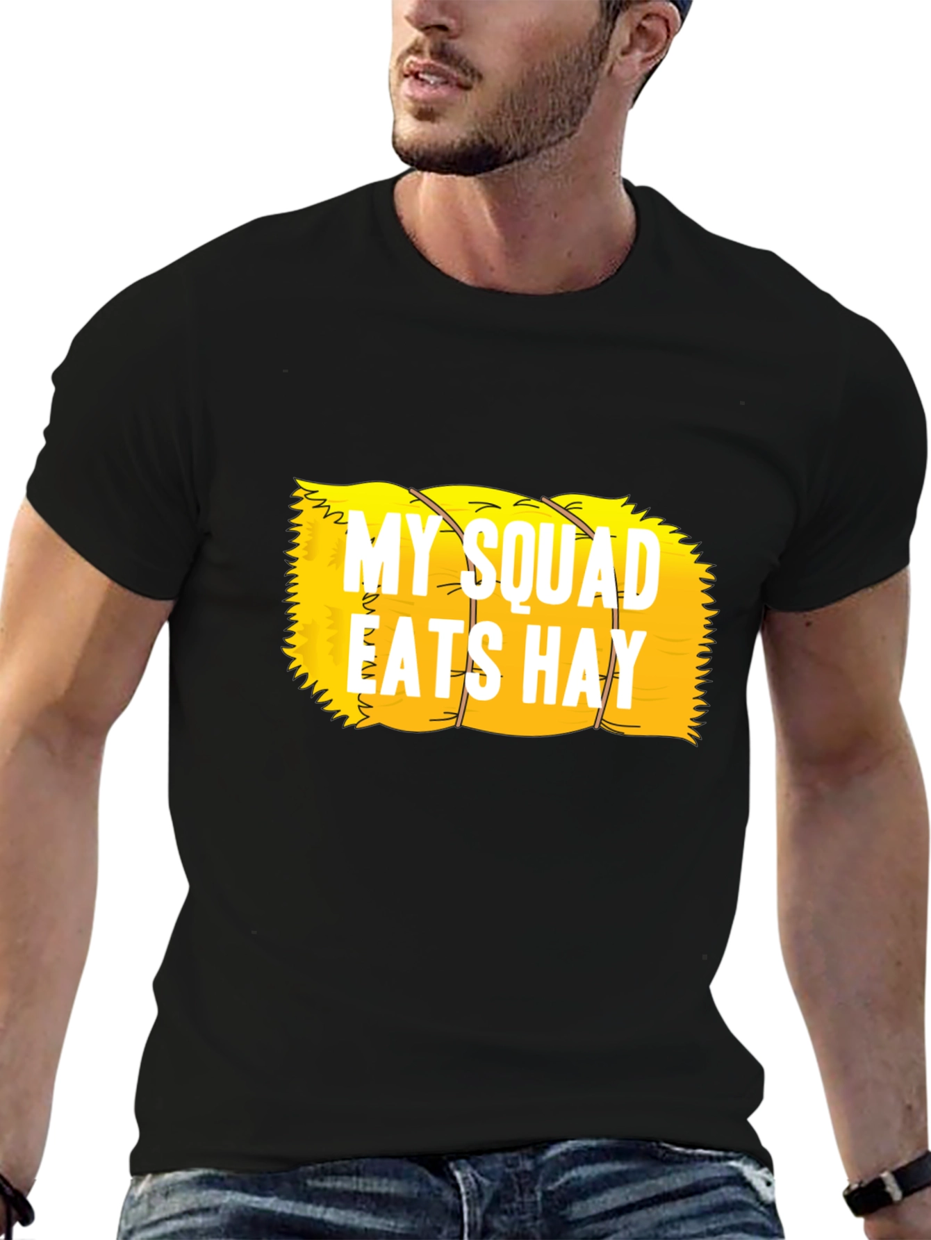 Black My Squad Eats Hay Funny T-Shirt view 6