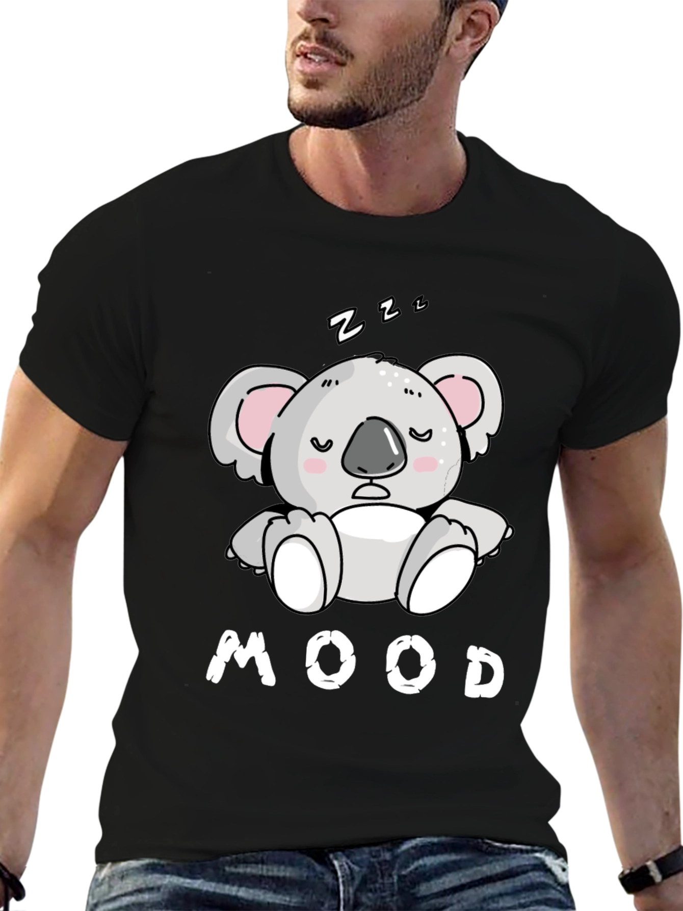 Mood Koala T-Shirt - Black Cotton Tee for Relaxed Days - 6