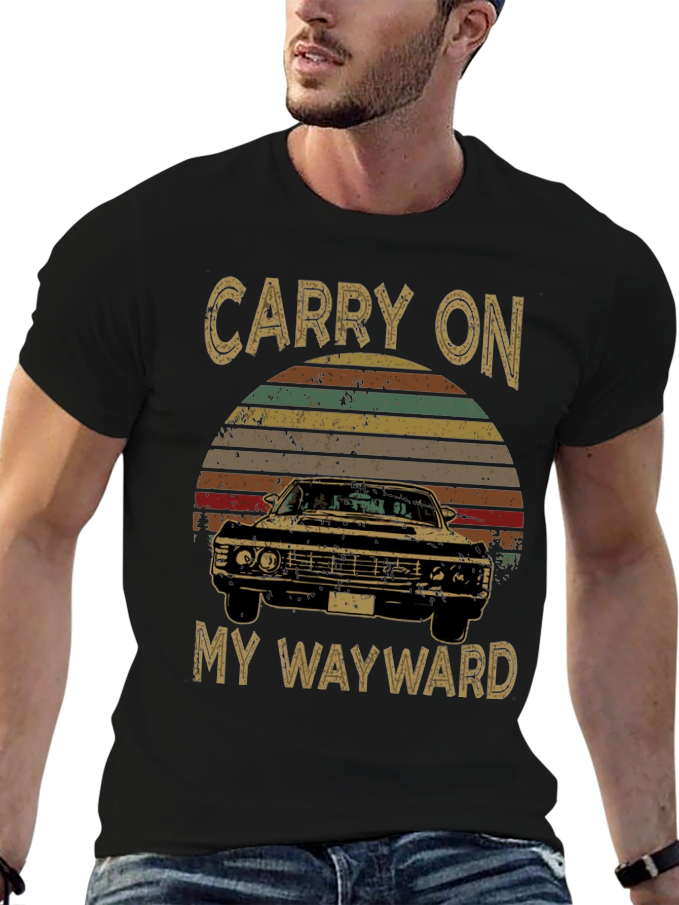 Black Carry On Supernatural Impala T-Shirt view 6