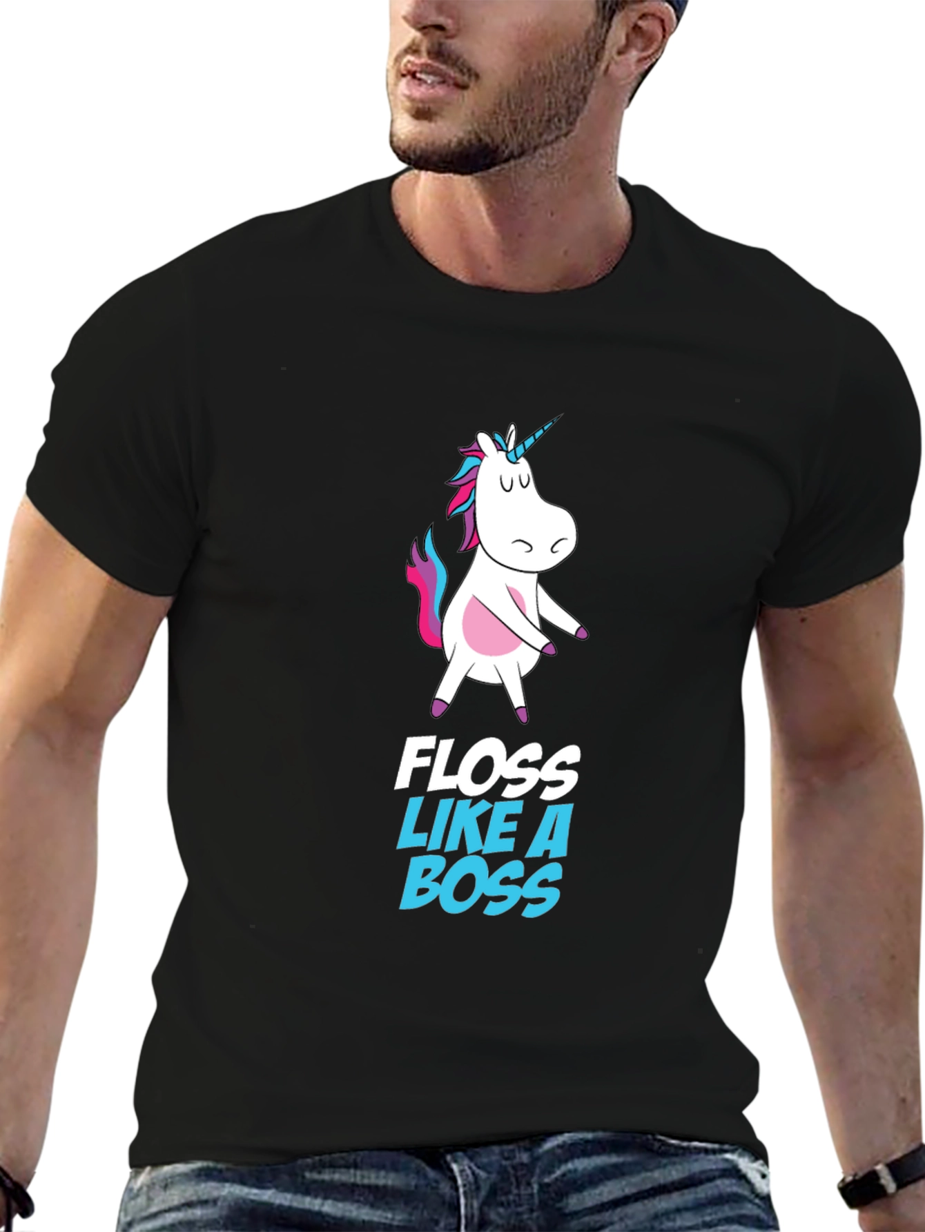 Black Unicorn Floss Like A Boss Black T-Shirt view 6