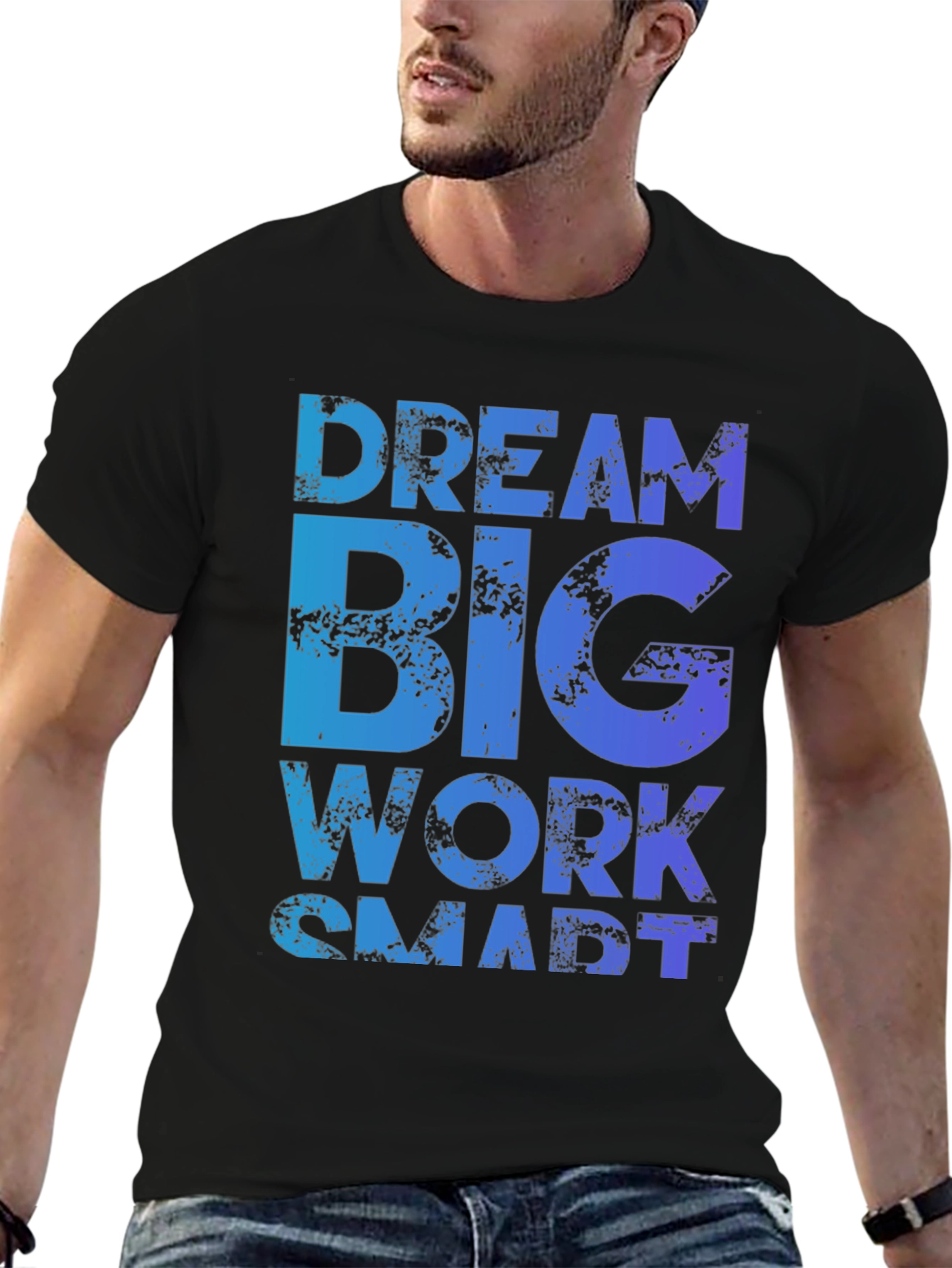 Black Dream Big Work Smart Black T-Shirt view 6