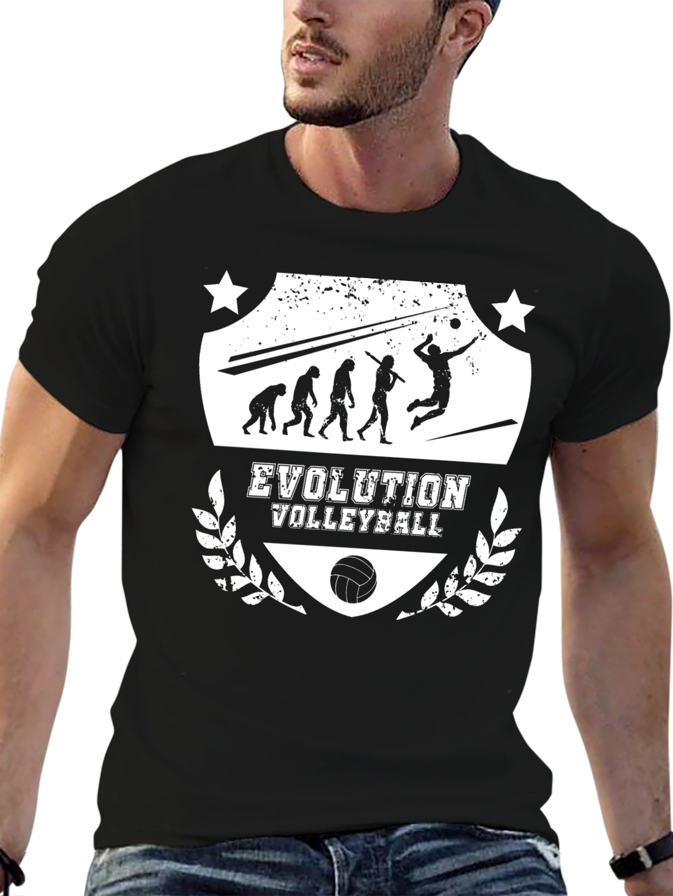 Black Evolution Volleyball Black Graphic T-Shirt view 6
