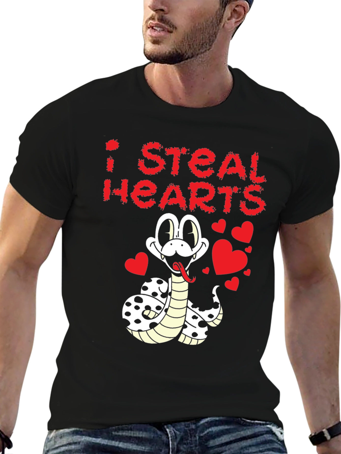 Black I Steal Hearts Snake Graphic Tee view 6