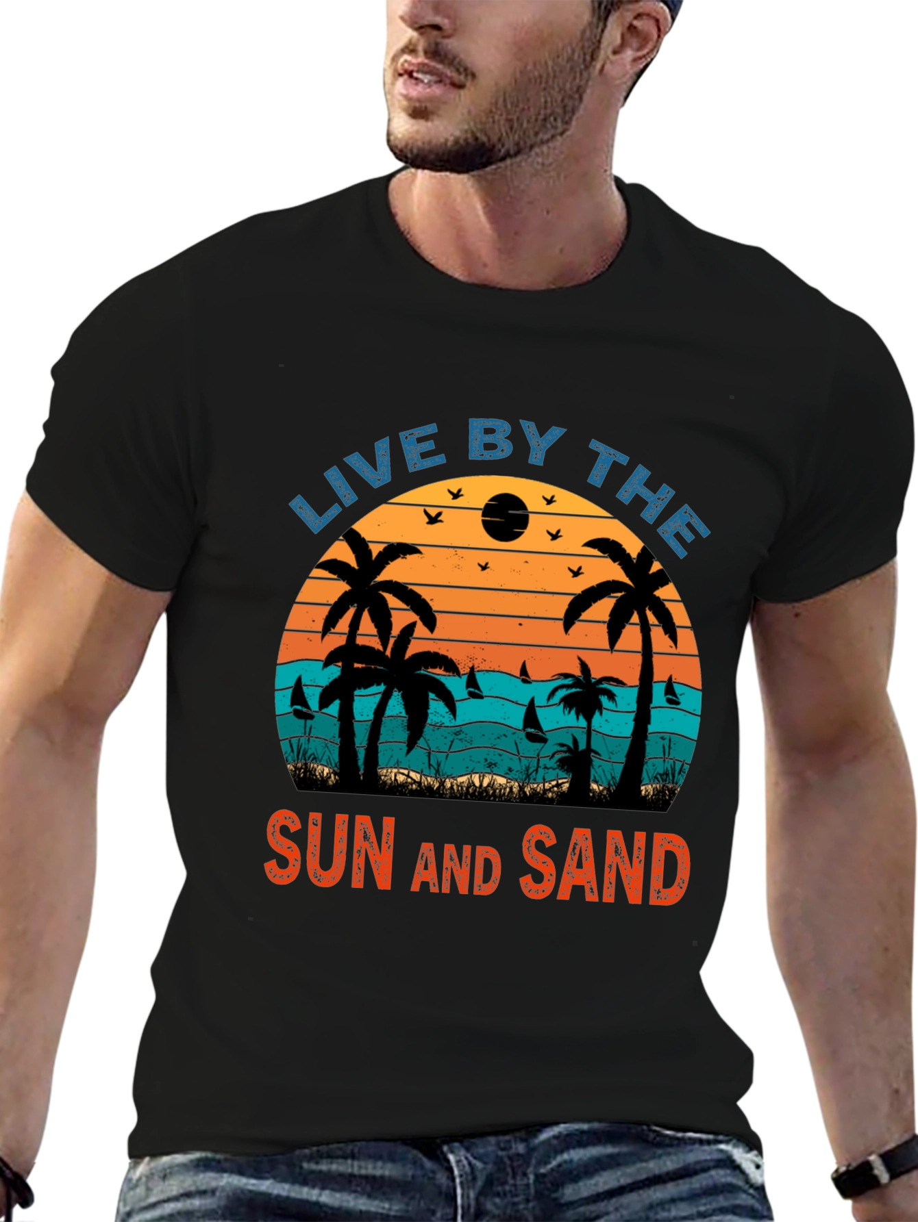 Black Live By The Sun and Sand Graphic T-Shirt view 6