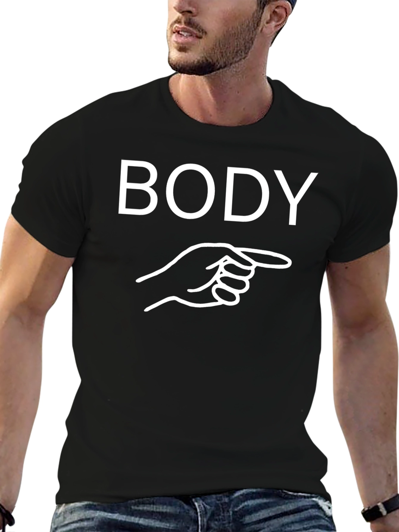 Black Body Pointing Hand Graphic Tee - Unisex view 6