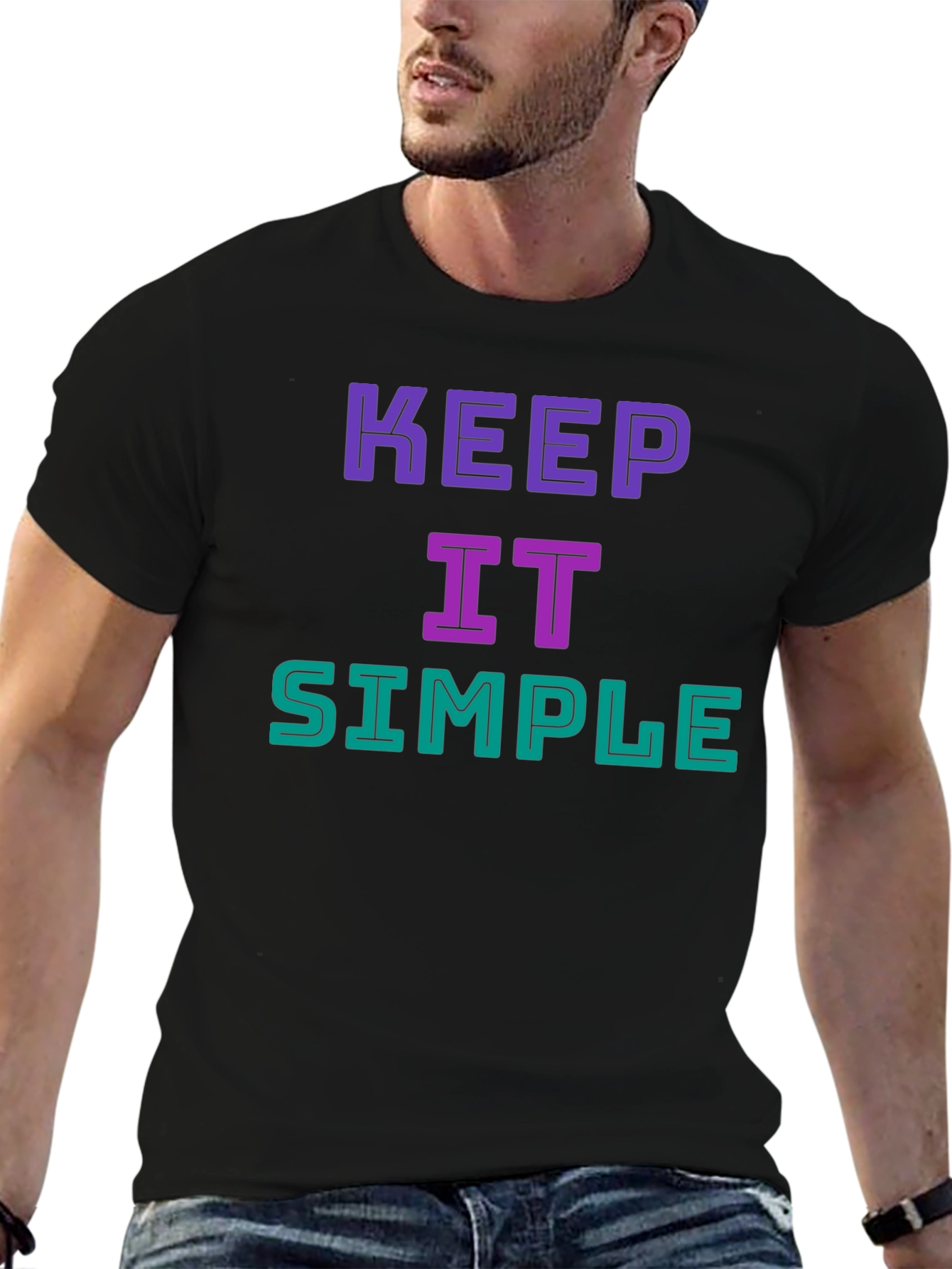 Black Keep It Simple Graphic T-Shirt - Casual Style view 6