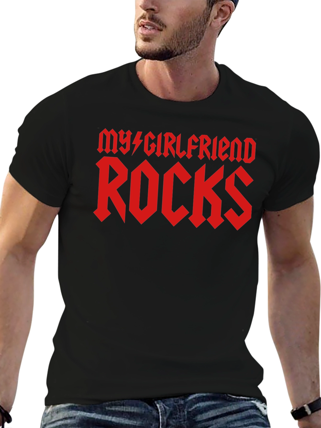 Black My Girlfriend Rocks Graphic Tee - Black T-Shirt view 6