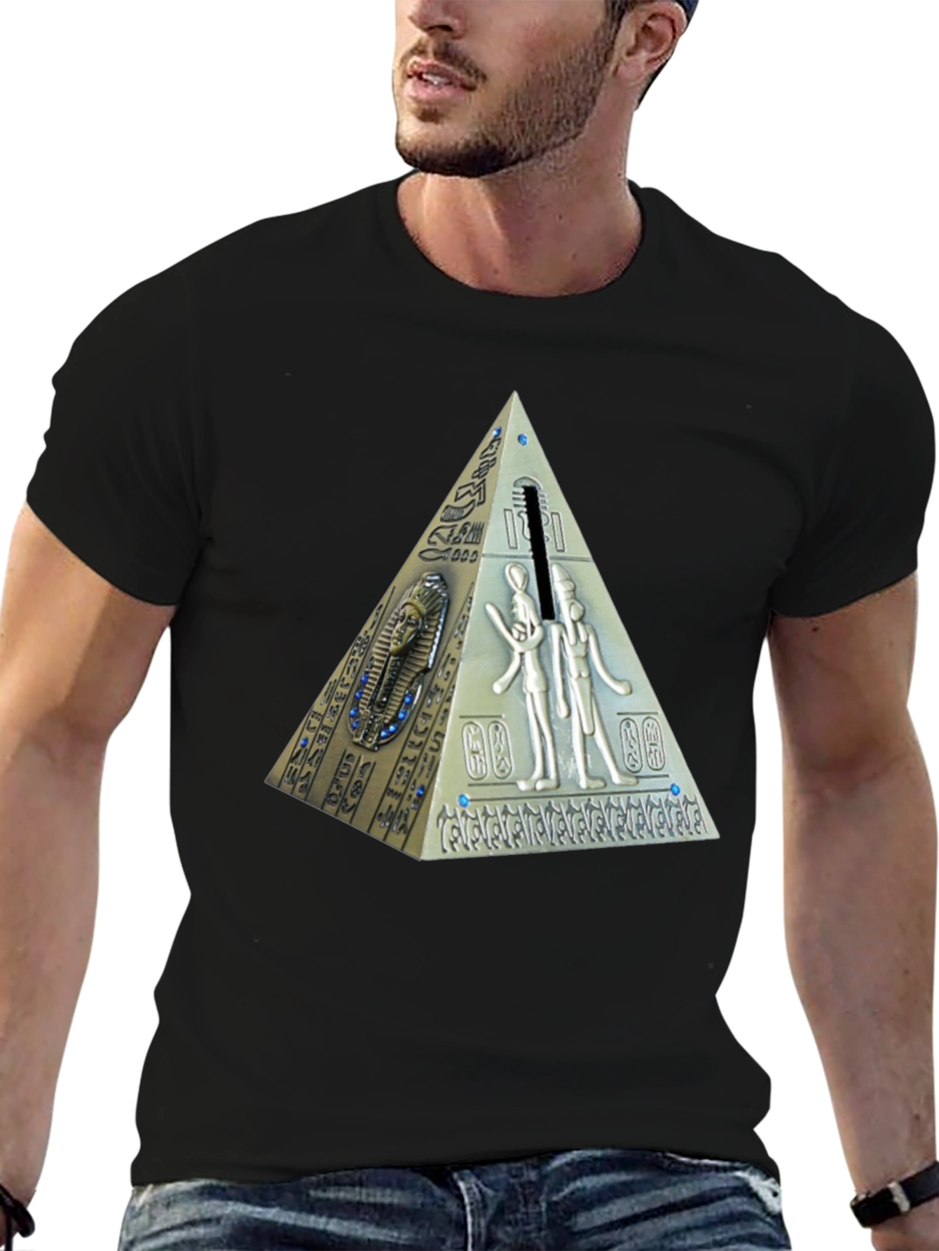 Black Egyptian Pyramid Graphic T-Shirt - Black view 6