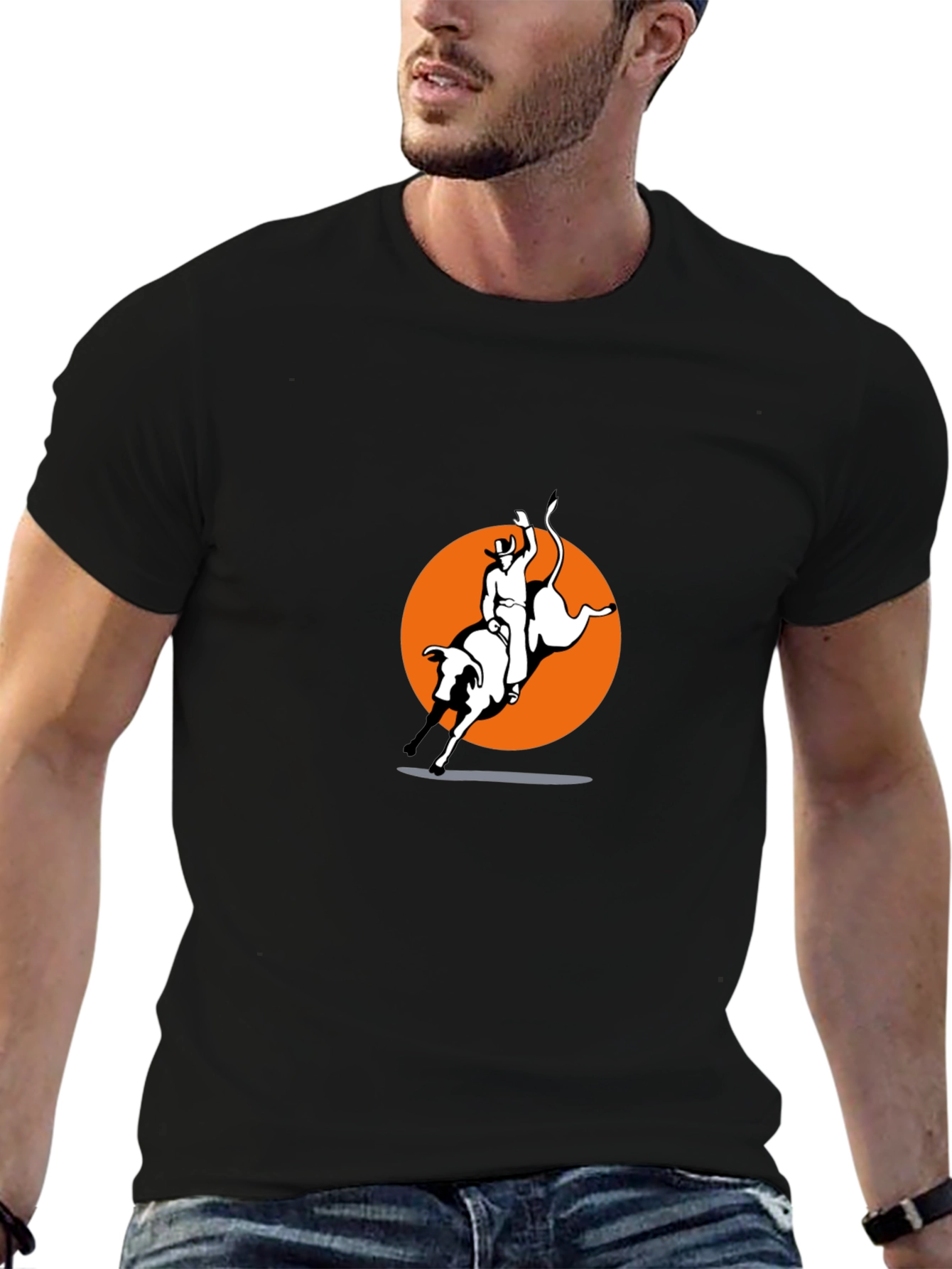 Black Bull Riding Graphic Tee - Cowboy Style view 6