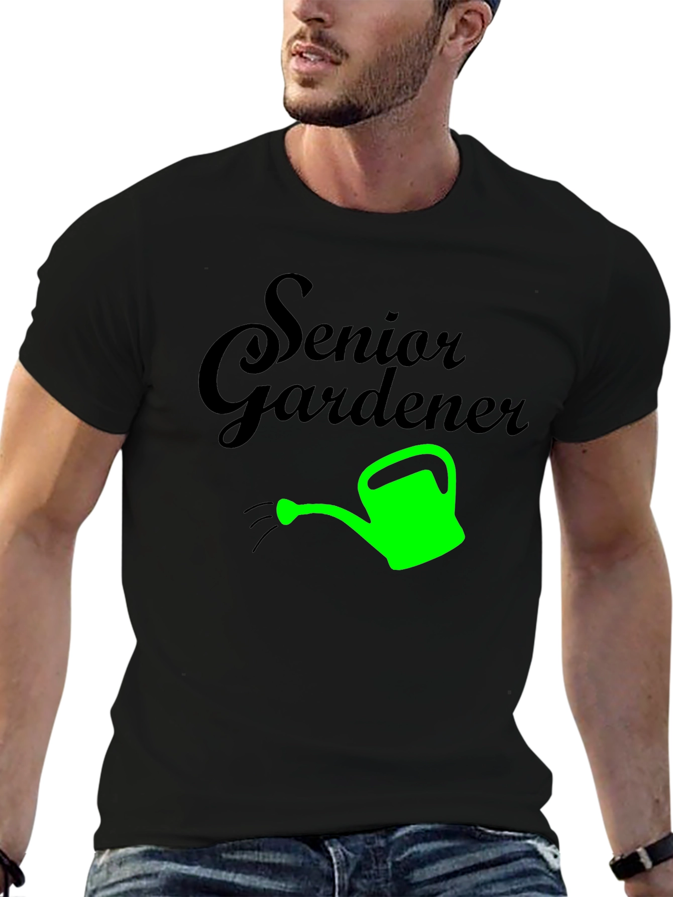 Black Senior Gardener T-Shirt - Black Graphic Tee view 6