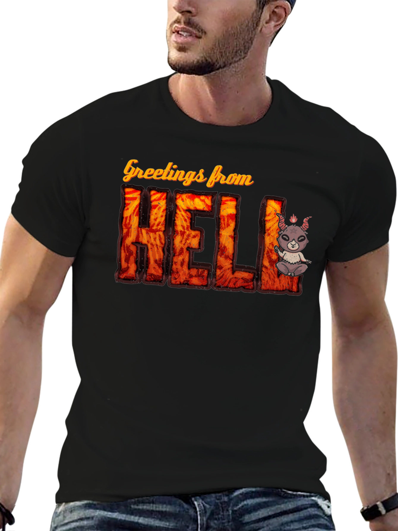 Black Greetings From Hell T-Shirt view 6