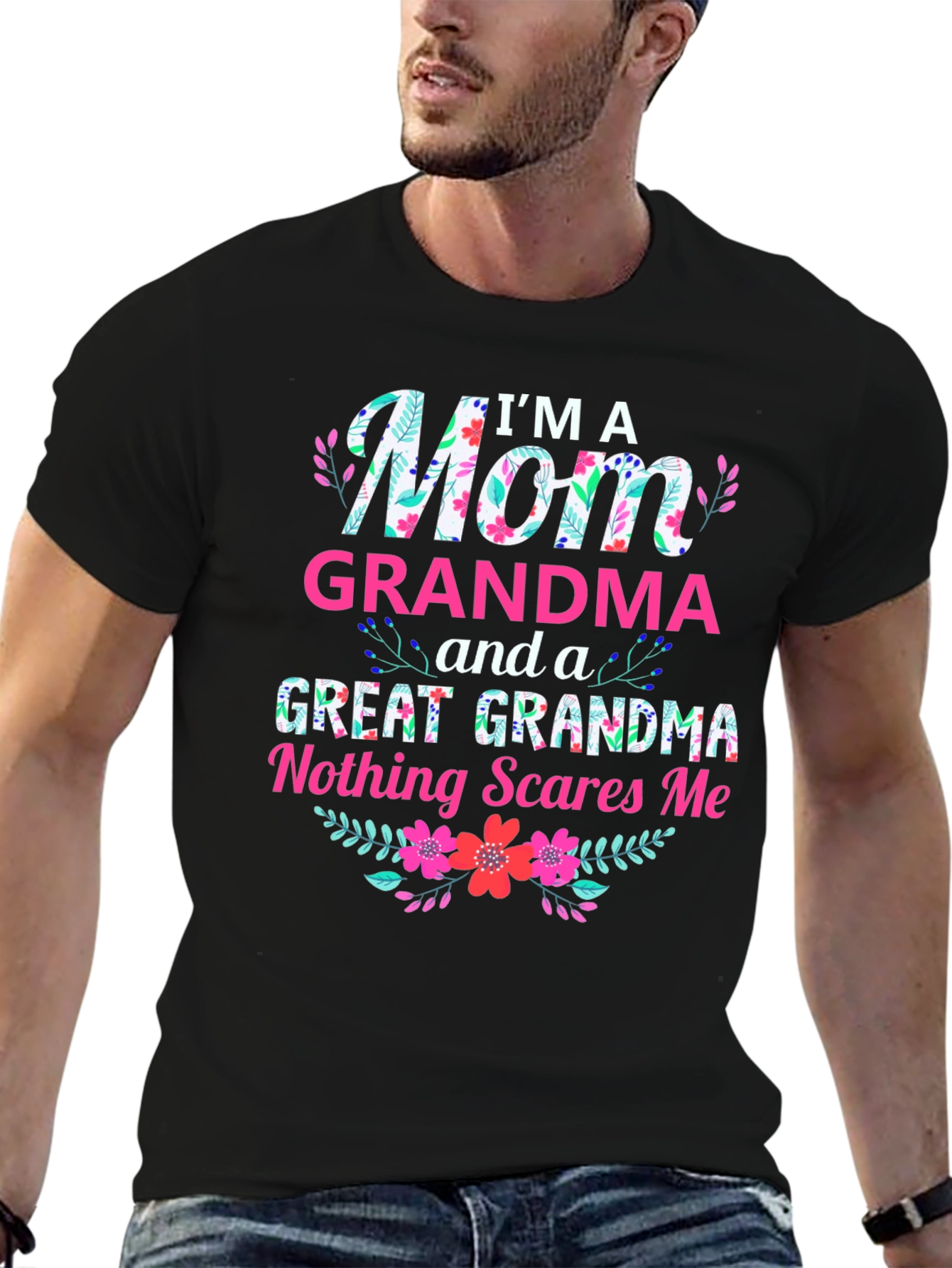 Black I'm a Mom, Grandma & Great Grandma T-Shirt view 6