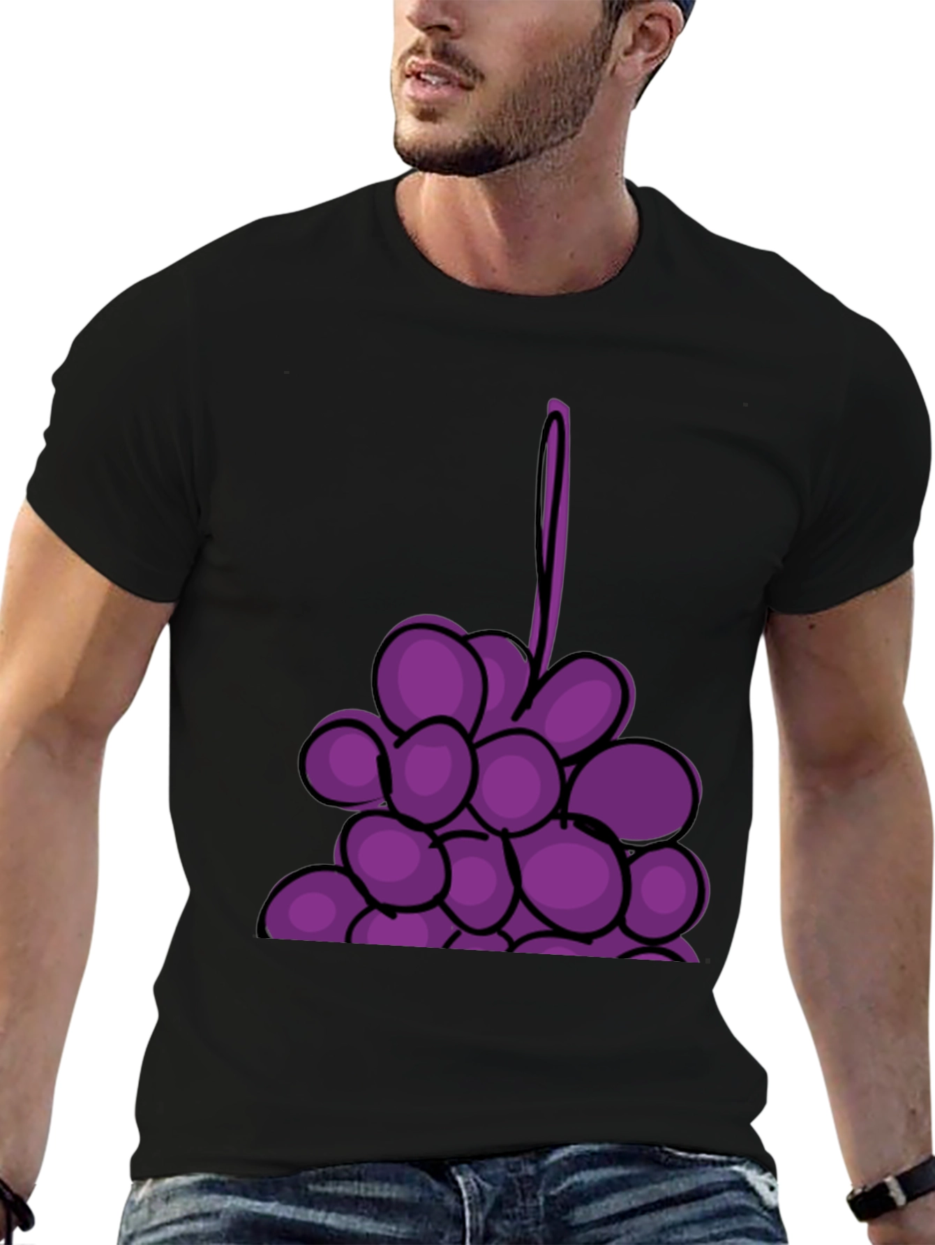 Black Grape Graphic Black T-Shirt - Fruit Lover's Tee view 6