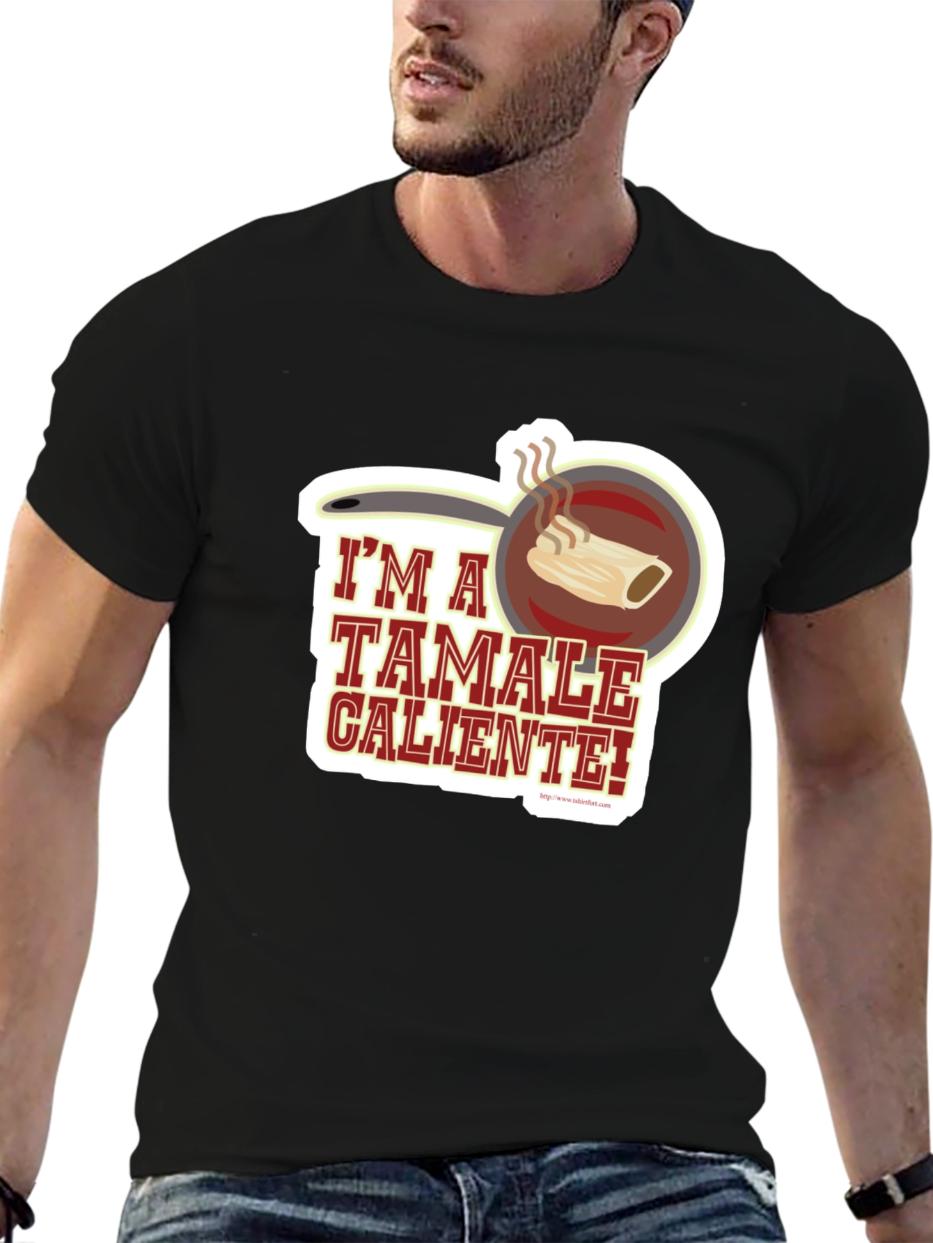 Black I'm a Tamale Caliente! T-Shirt - Funny Foodie Tee view 6