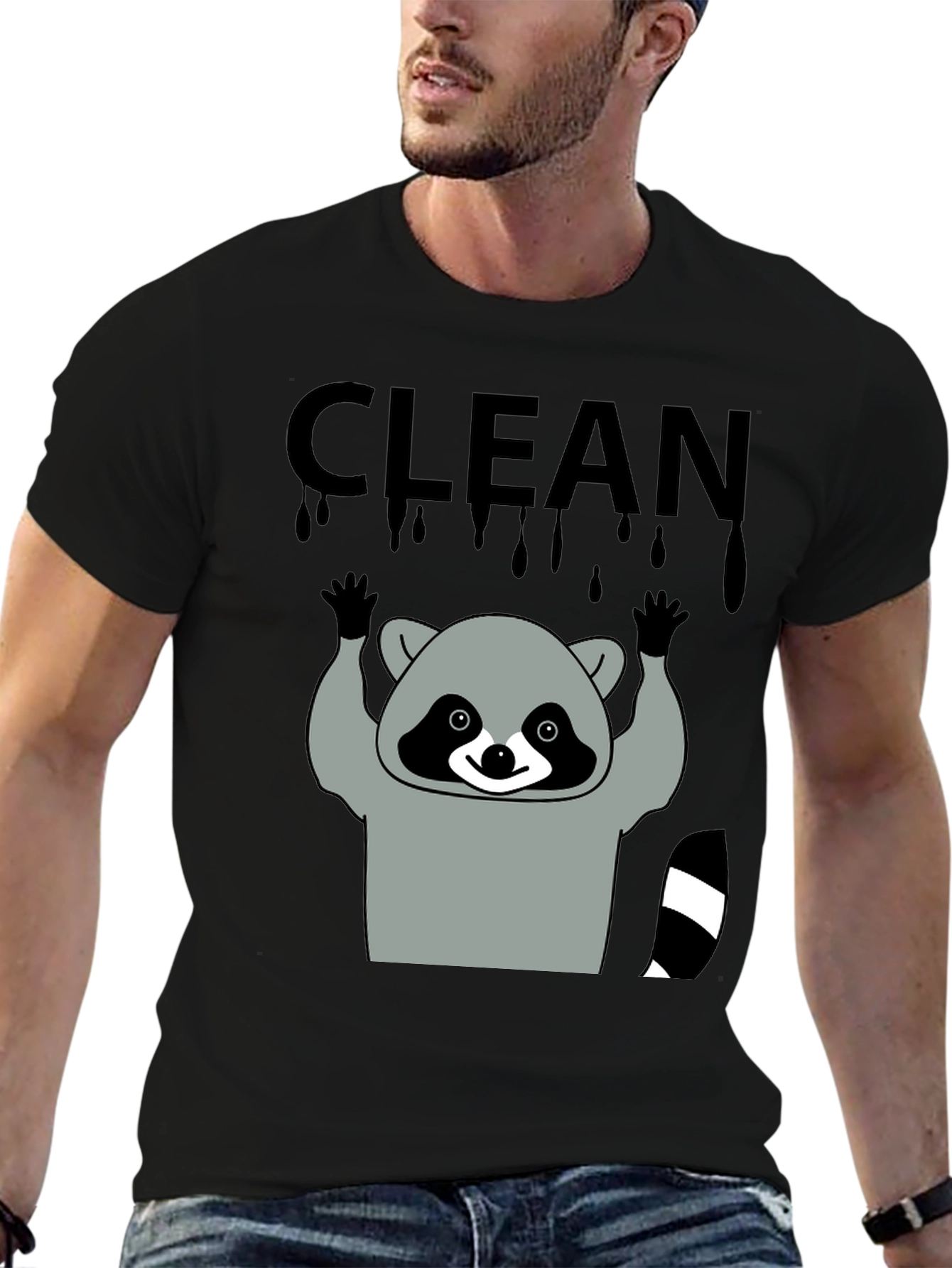 Black Clean Raccoon Graphic Tee view 6