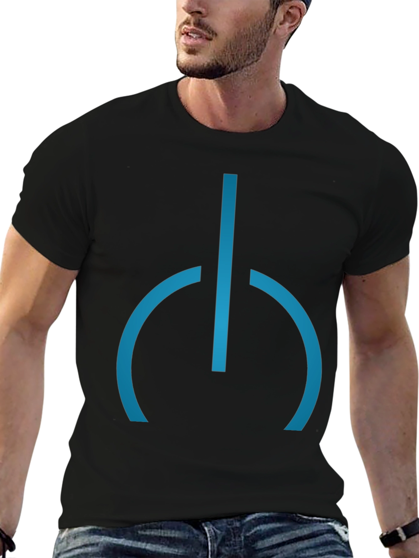 Black Modern Blue Symbol Black T-Shirt view 6