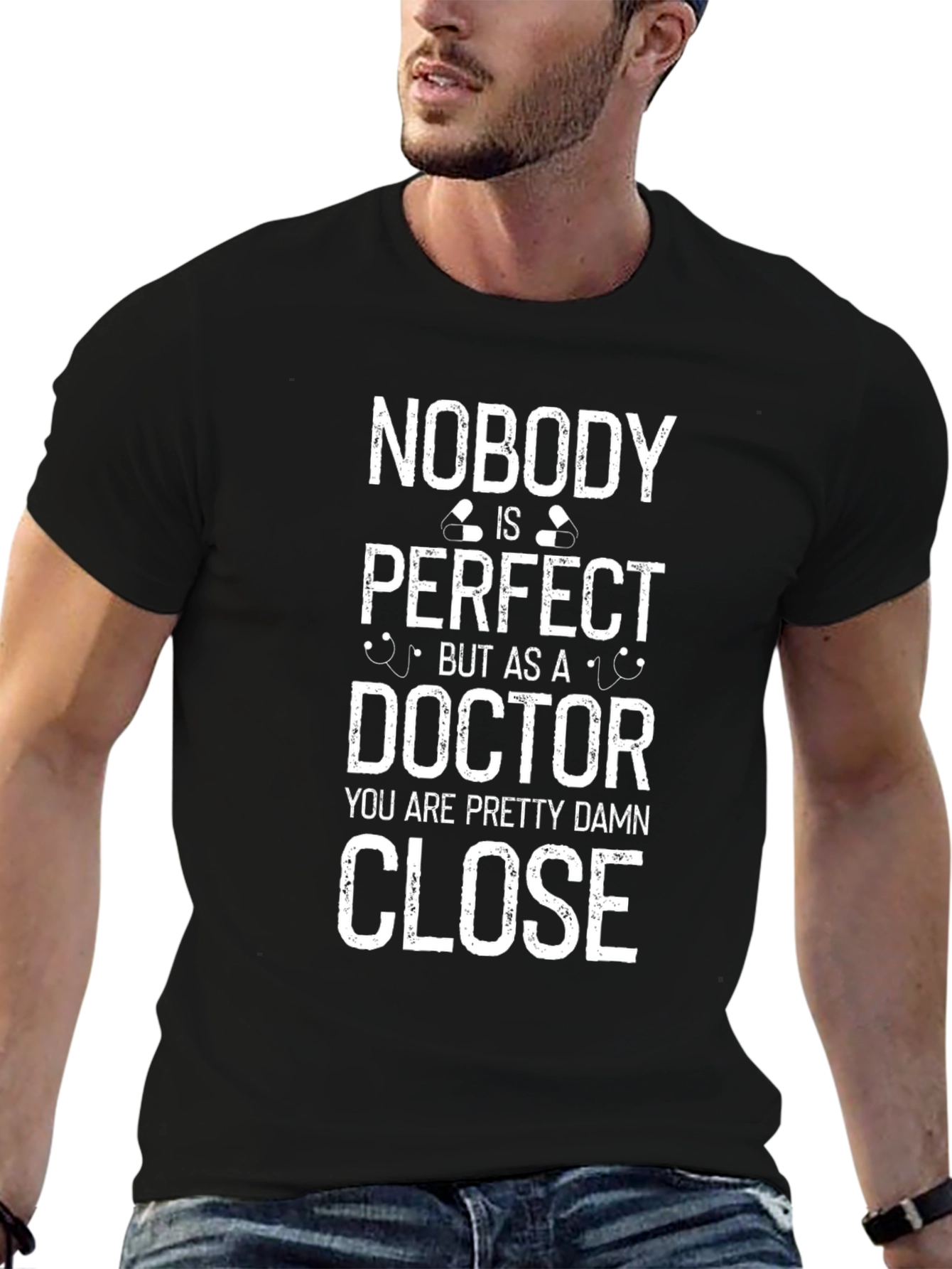 Black Nobody's Perfect Doctor T-Shirt view 6