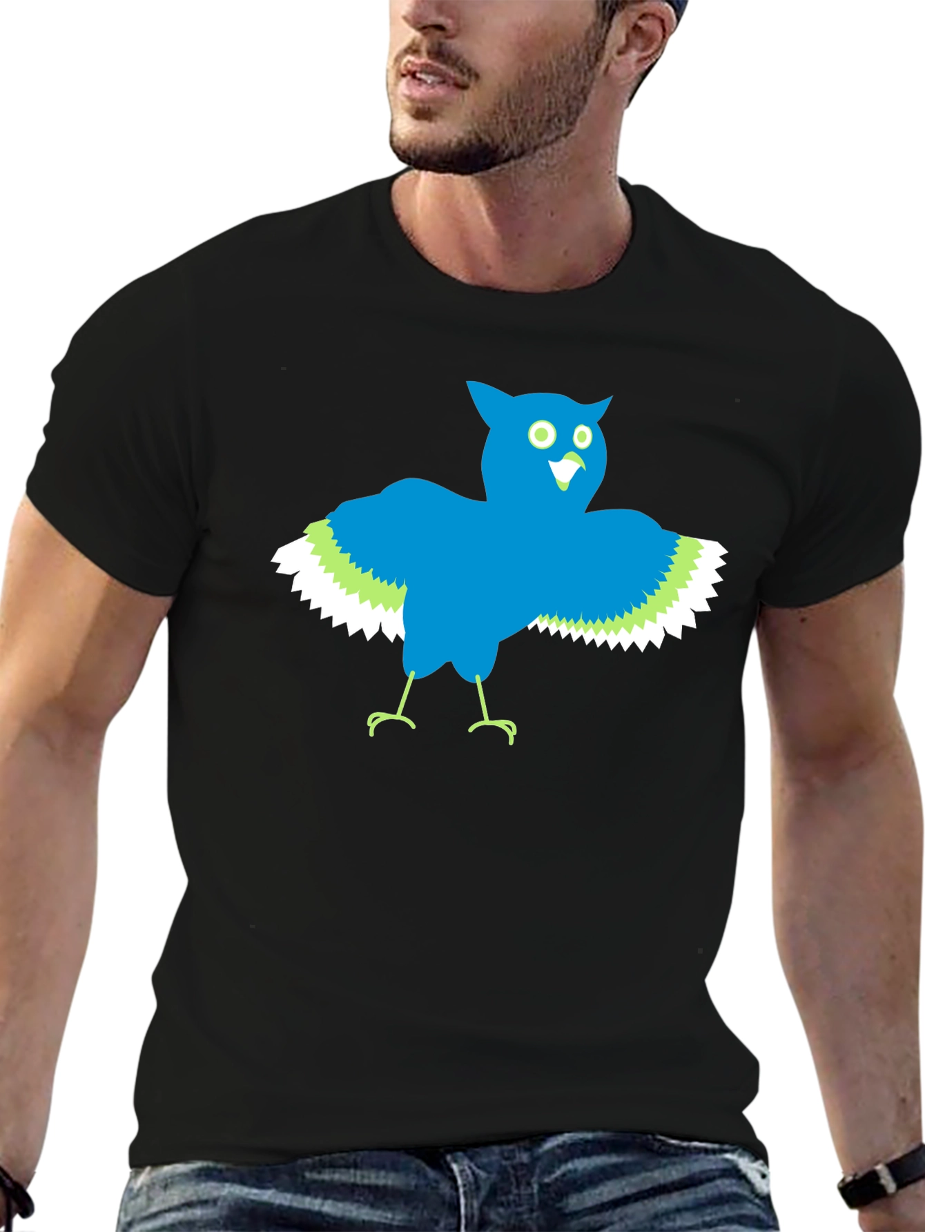 Black Funny Owl Graphic Black T-Shirt view 6