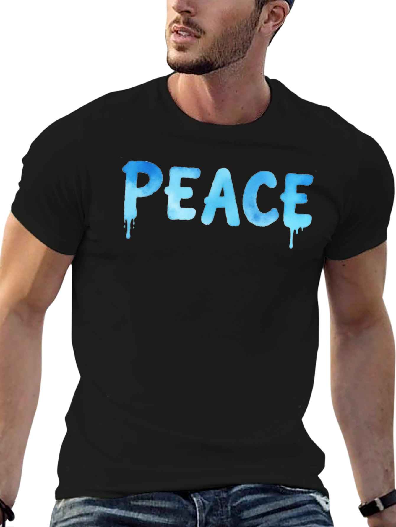 Black Peace Drip Graphic T-Shirt - Cool Casual Tee view 6
