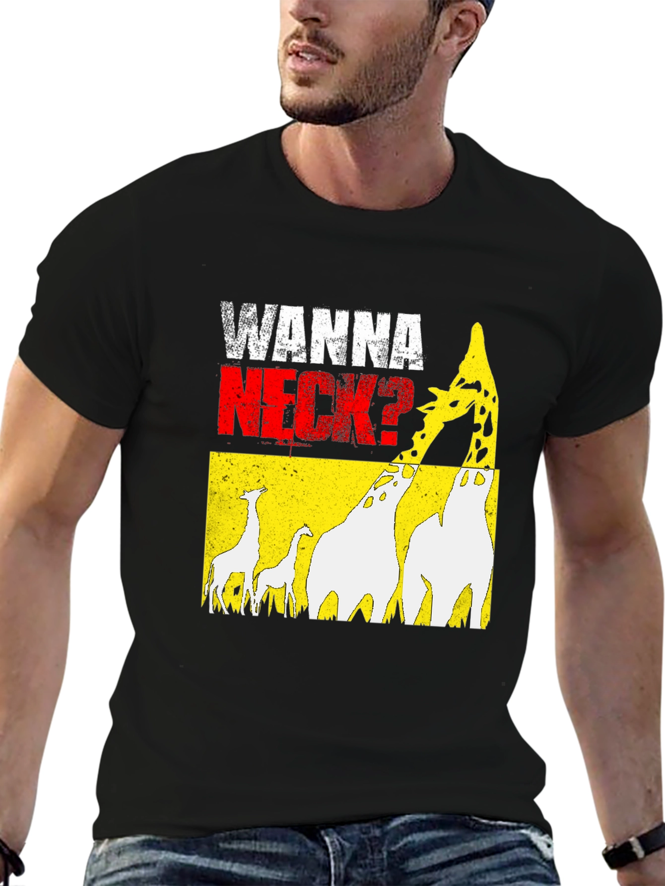 Black Wanna Neck? Giraffe Graphic Print Tee view 6