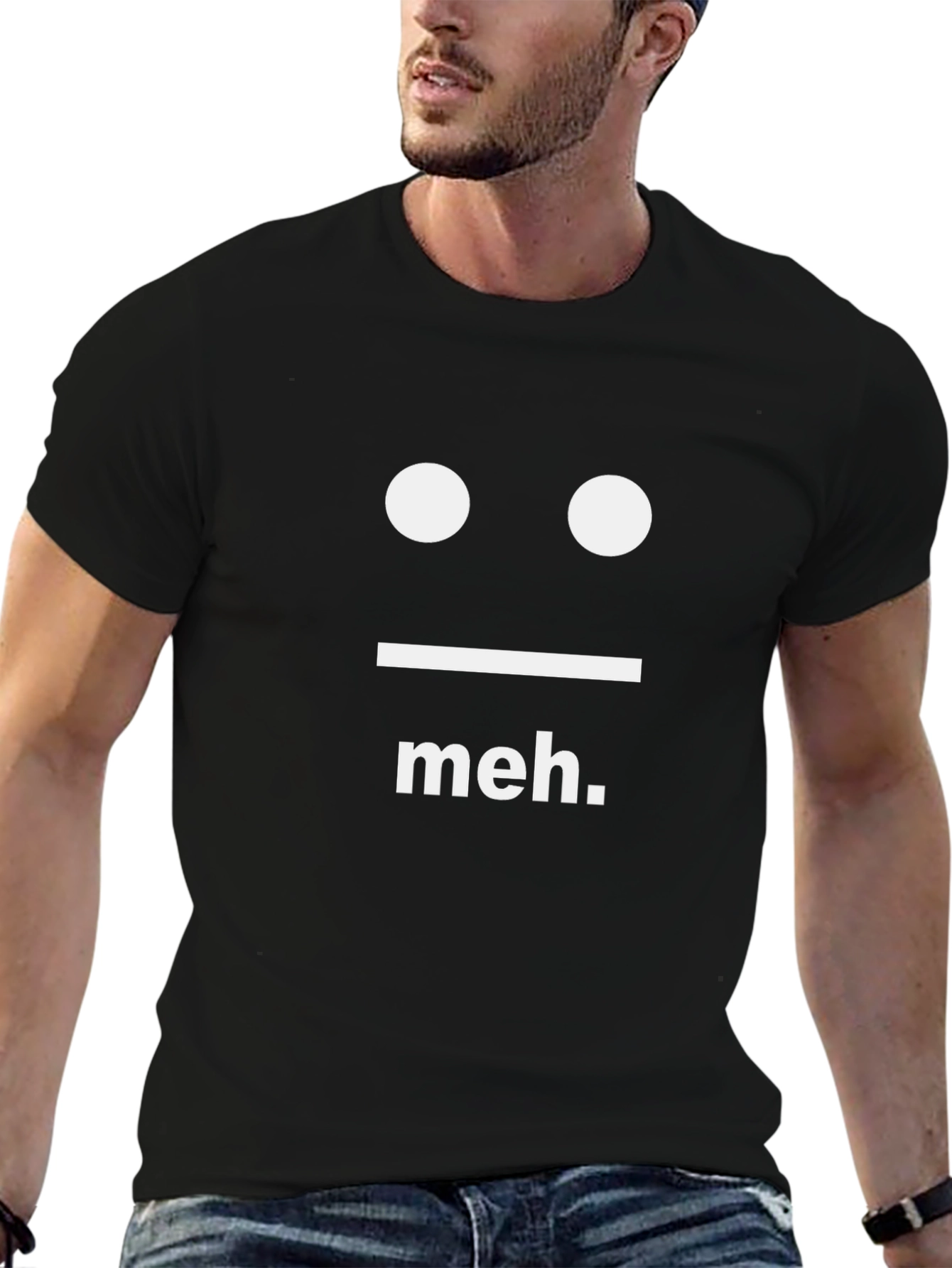 Black Meh. Graphic T-Shirt - Casual Crew Neck Tee view 6