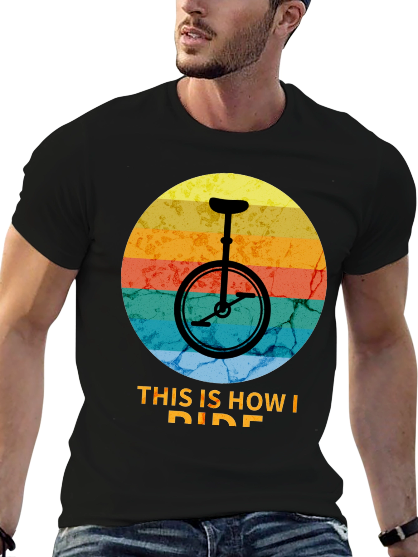 Black Retro Unicycle T-Shirt - This Is How I Ride view 6