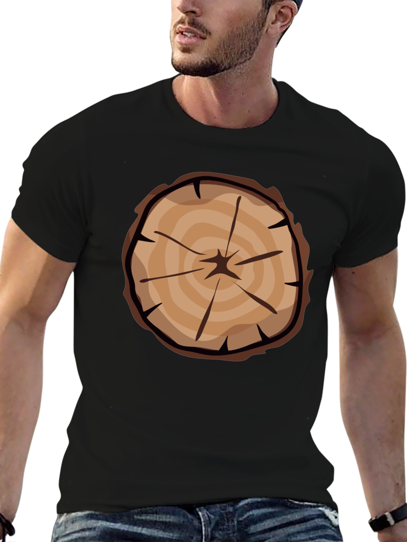 Black Tree Ring Graphic Tee - Black Casual T-Shirt view 6