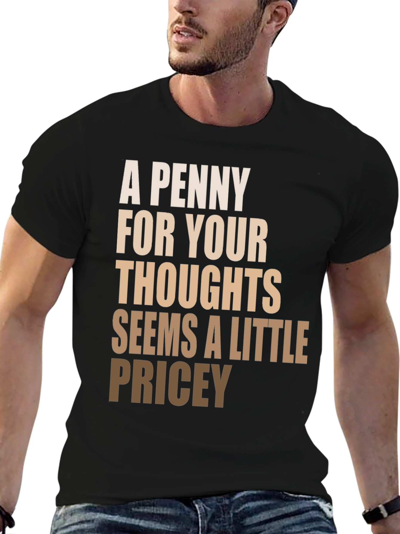 Black Funny Slogan T-Shirt - A Penny For Your Thoughts view 6
