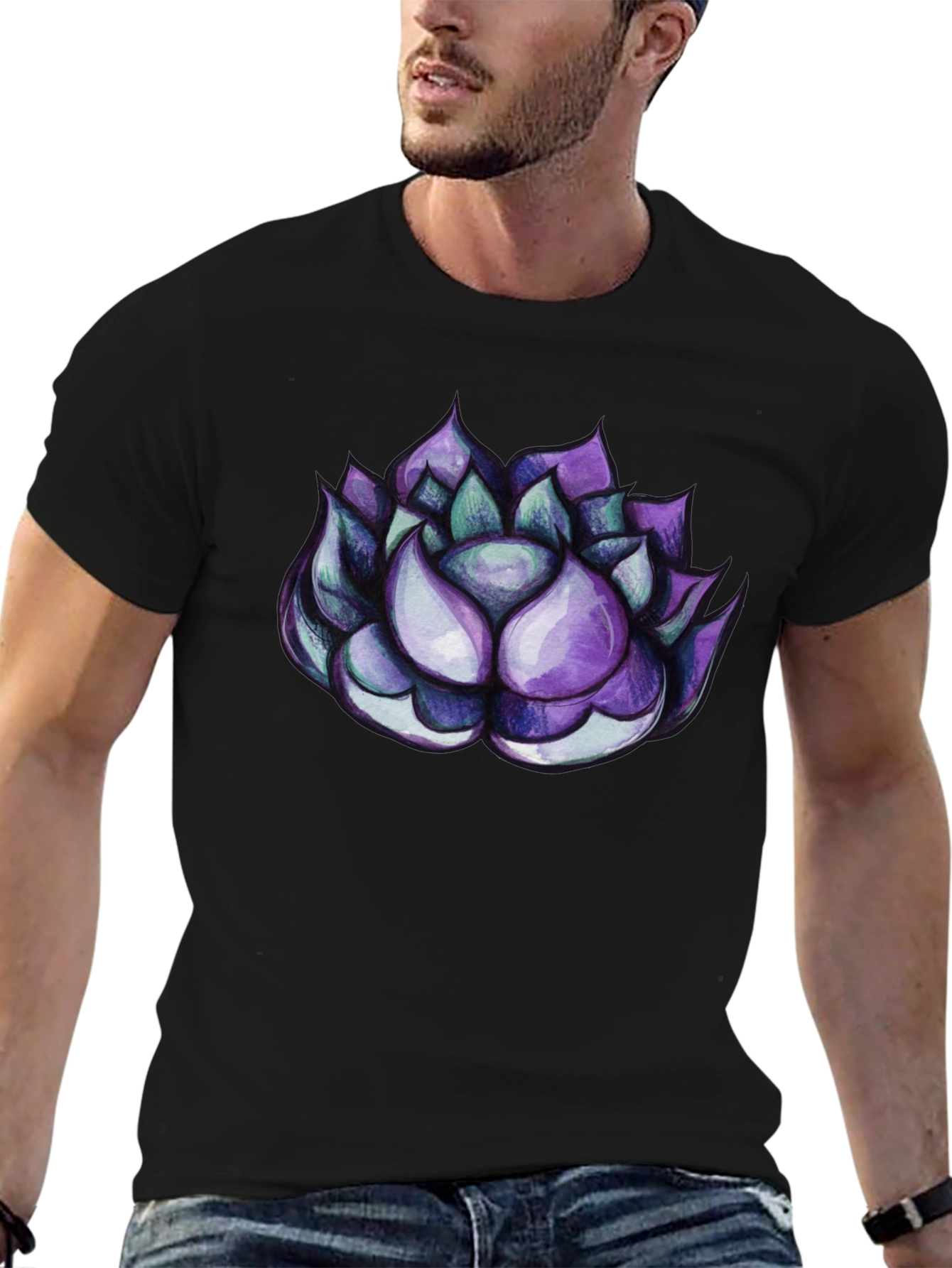Black Succulent Graphic Tee - Cool Plant Lover Shirt view 6