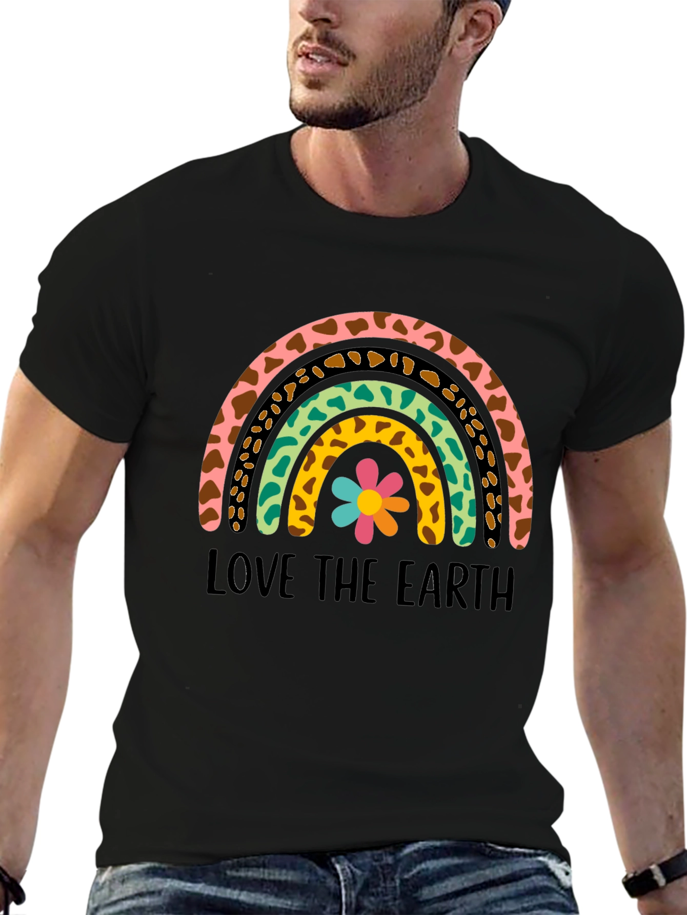 Black Love the Earth Rainbow Graphic Tee - Unisex view 6