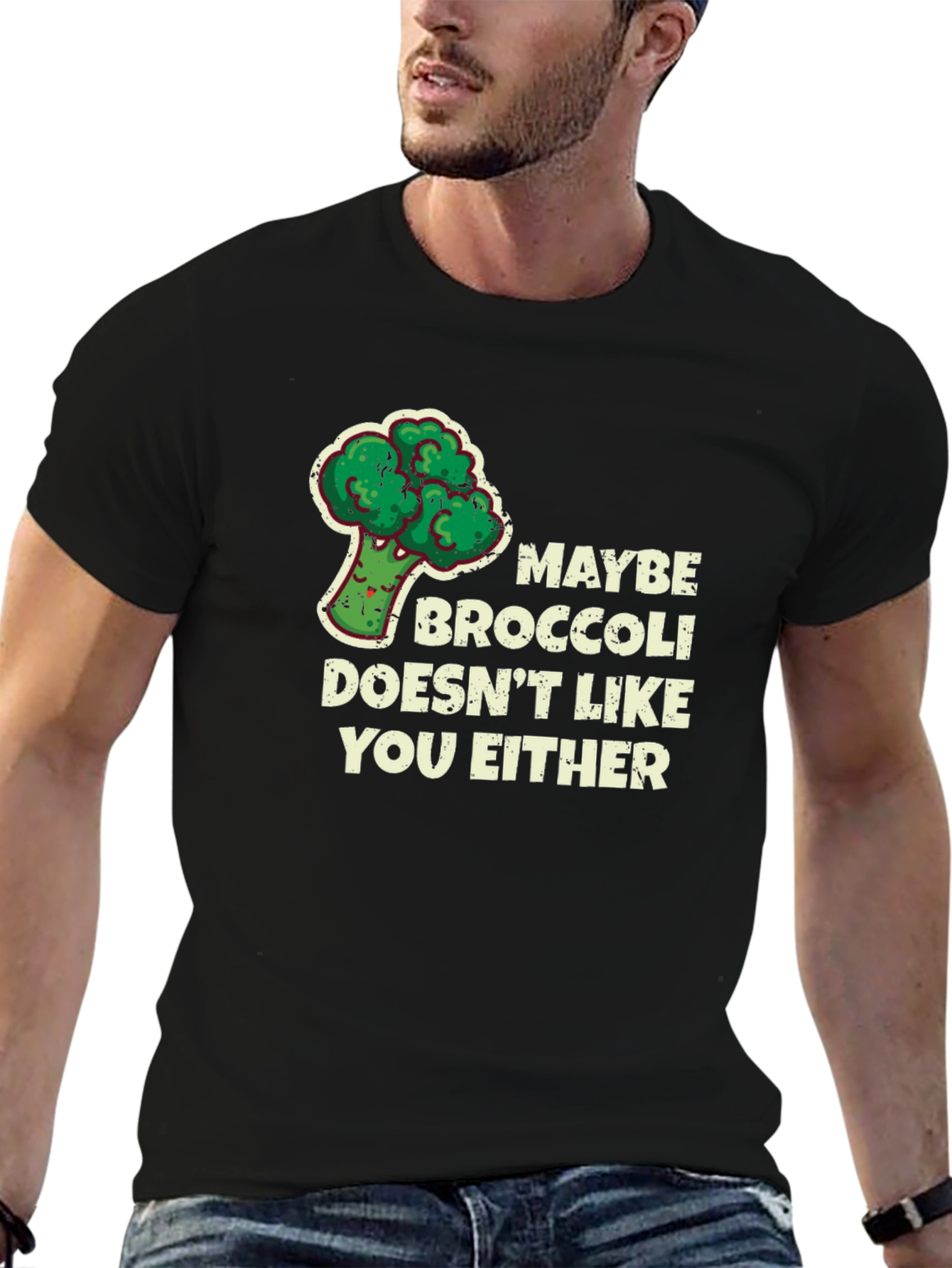 Black Maybe Broccoli T-Shirt - Funny Foodie Tee view 6