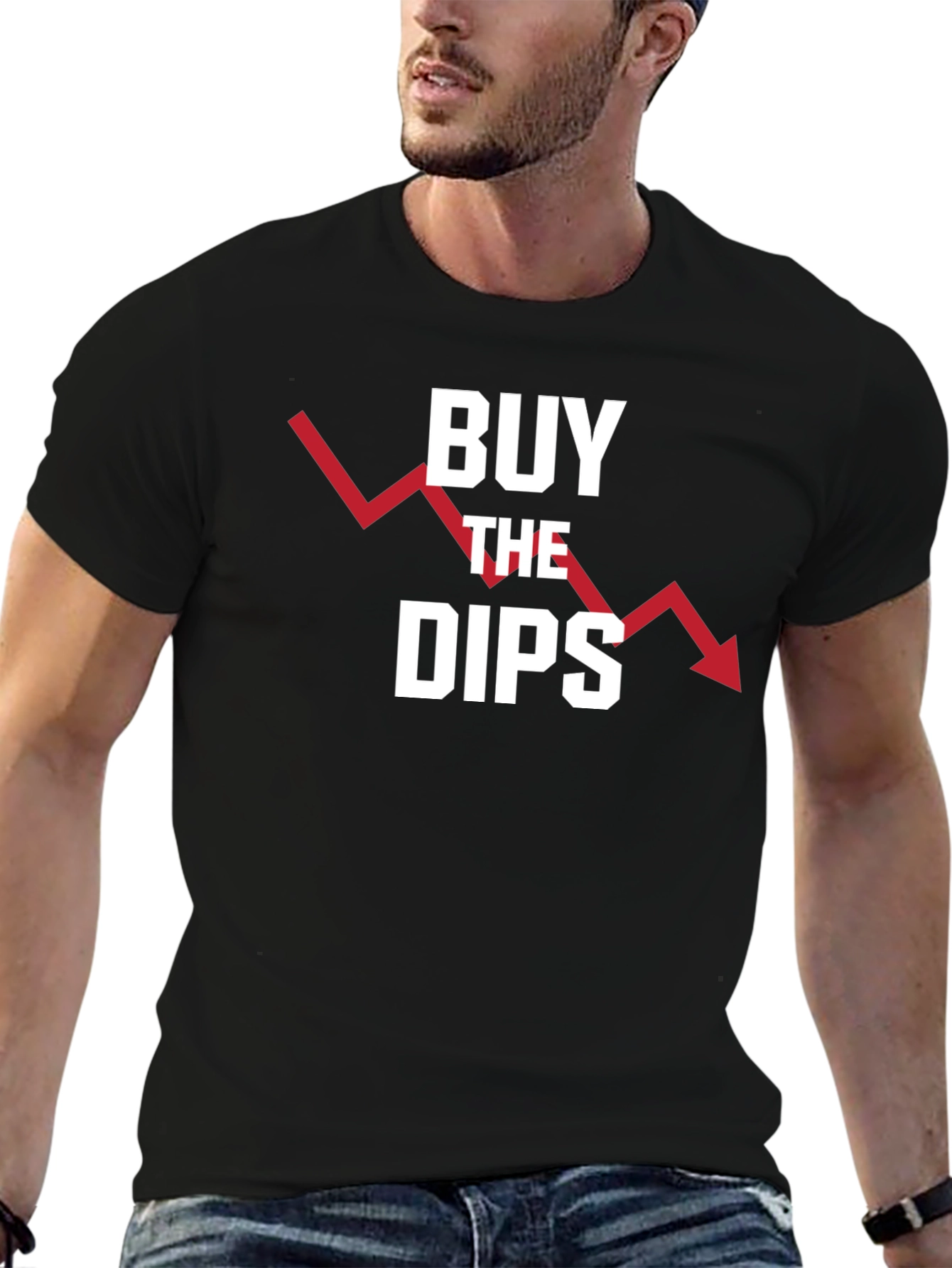 Black Buy The Dips T-Shirt - Stock Market Investor Apparel view 6