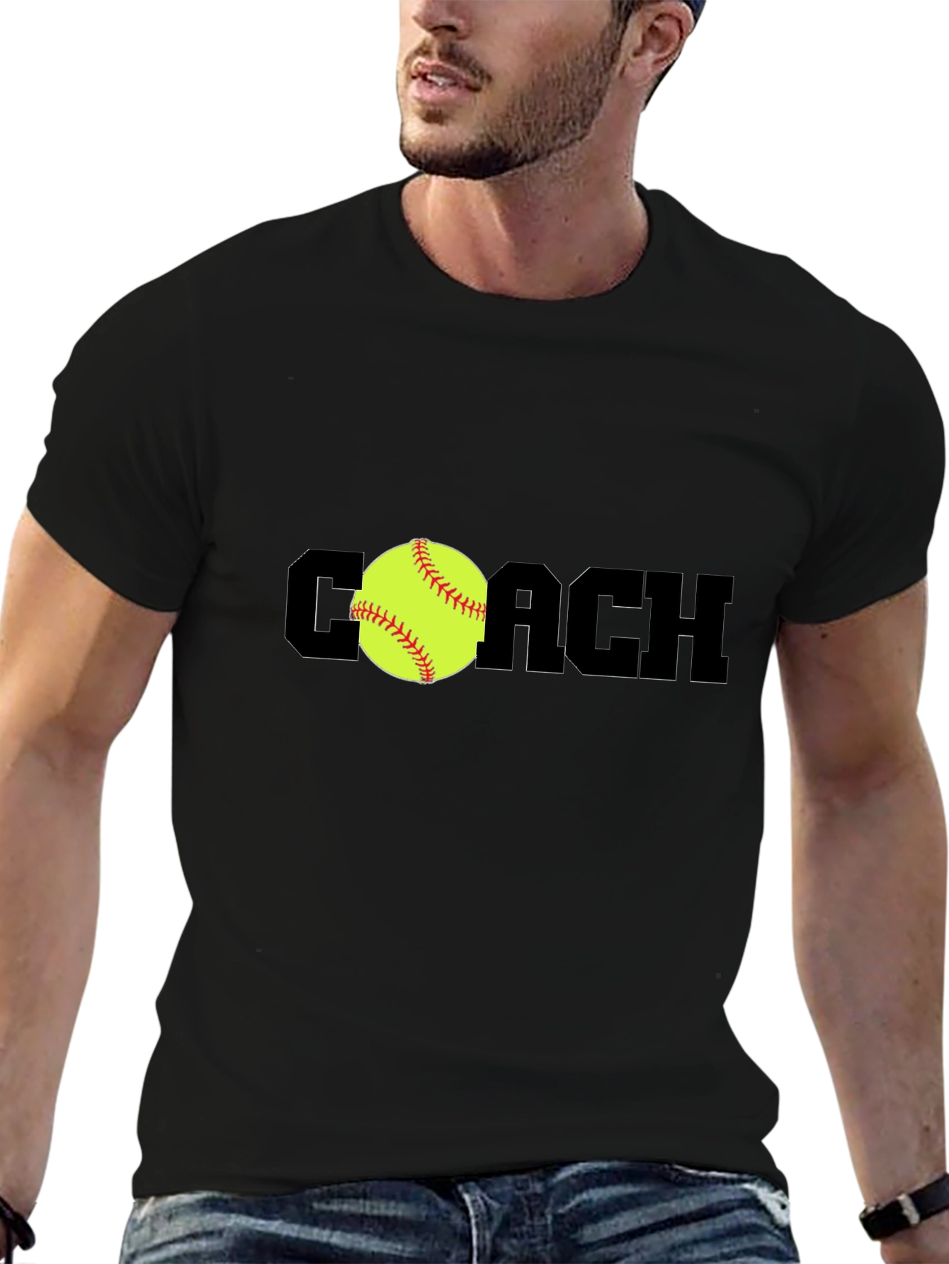 Black Coach Softball T-Shirt - Black view 6