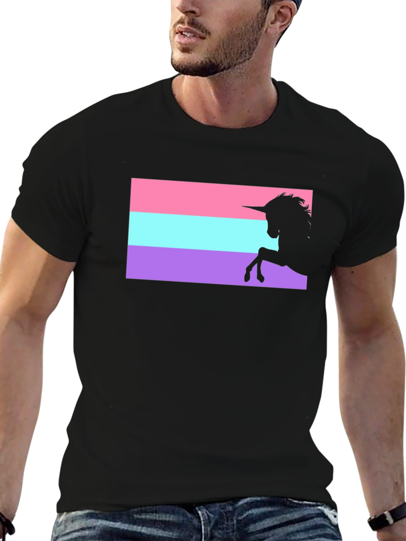Black Unicorn Genderfluid Pride T-Shirt view 6