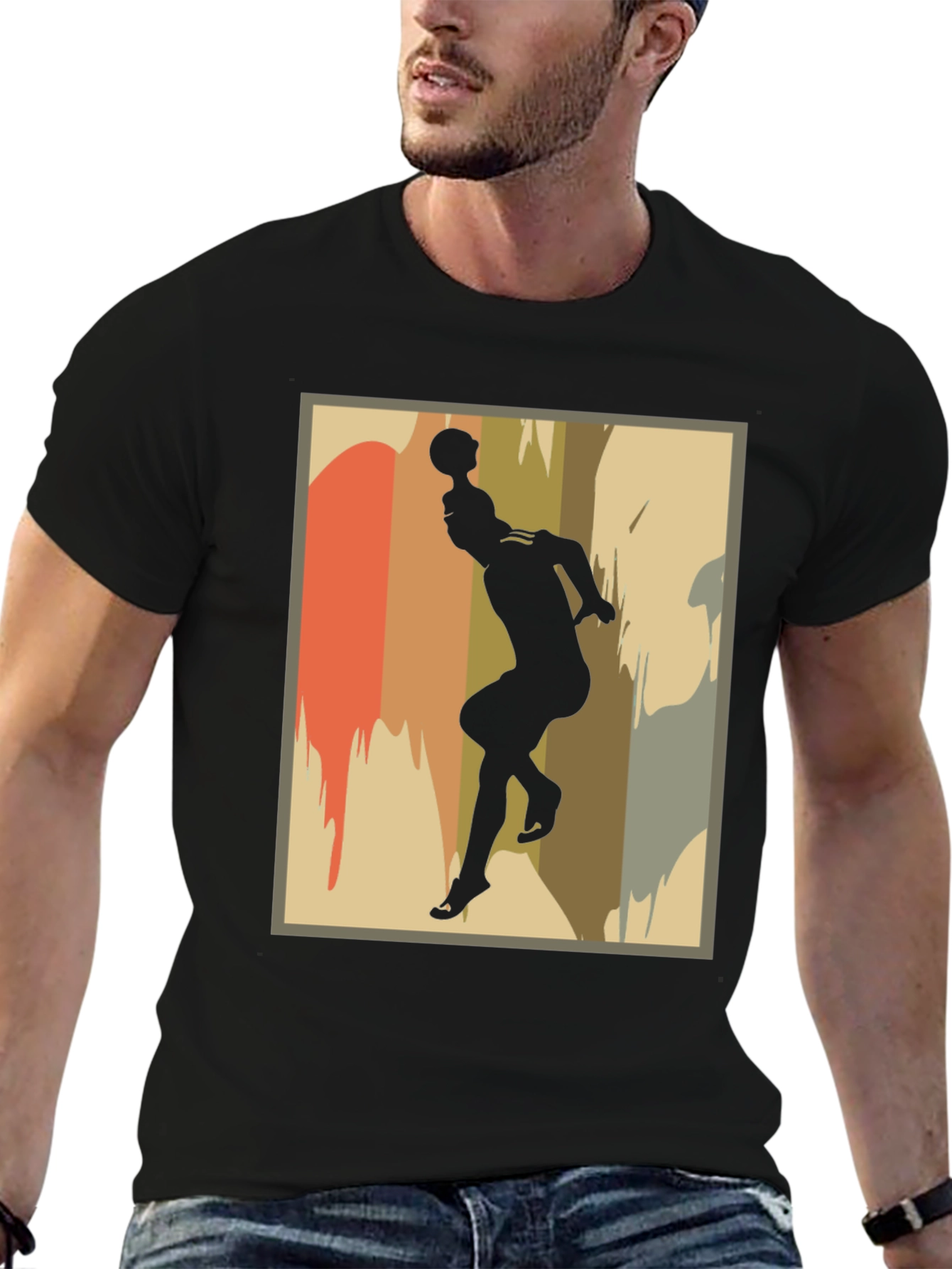 Black Retro Silhouette Graphic T-Shirt view 6